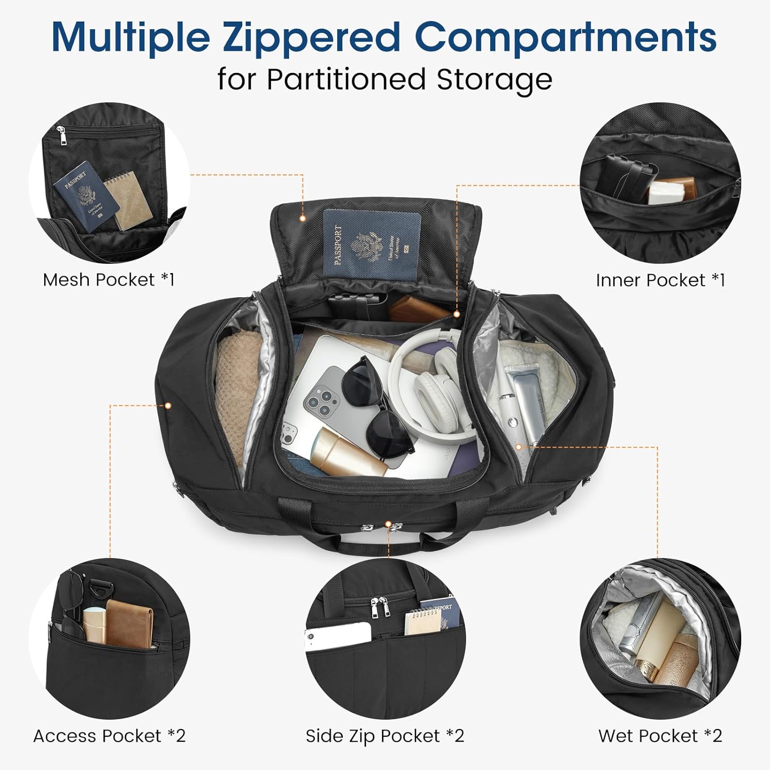 G4Free - G4Free 45L Travel Duffle Bag 3 in 1 Duffel Bags with Shoes Compartment -TN25B573A-TN25B573C-TN25B573B