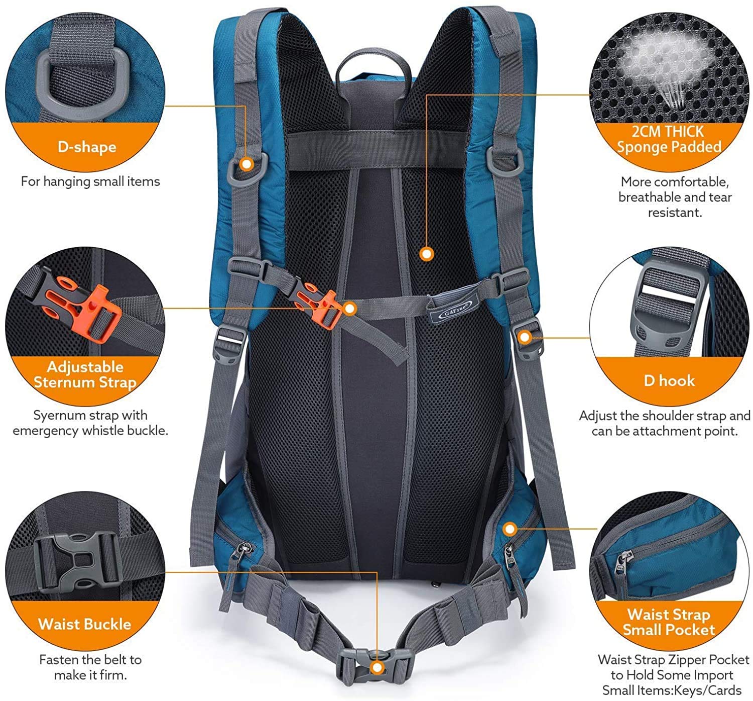 G4Free - G4Free 45L Waterproof Hiking Travel Backpack with Rain Cover -D02V648A-D02V648B-D02V648C-D02V648D