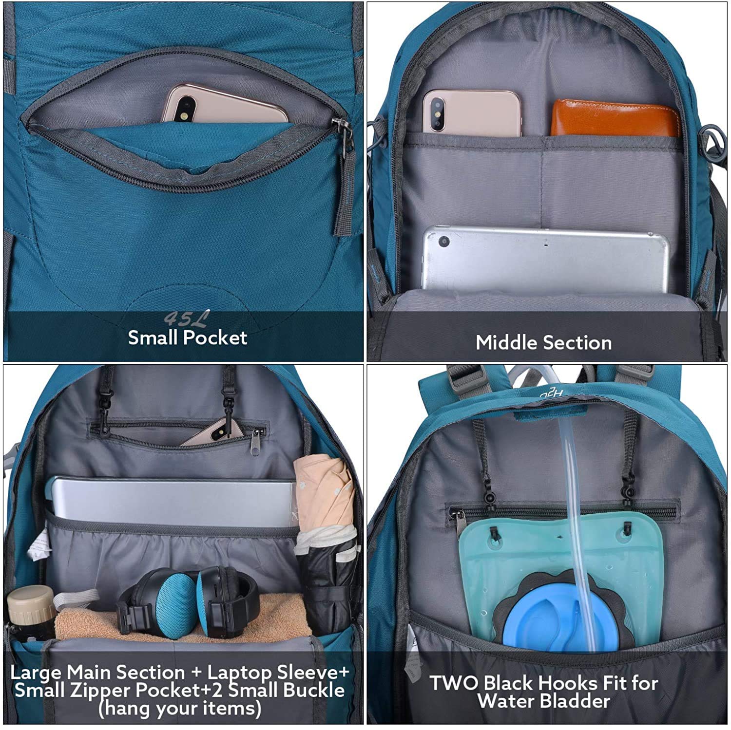 G4Free - G4Free 45L Waterproof Hiking Travel Backpack with Rain Cover -D02V648A-D02V648B-D02V648C-D02V648D