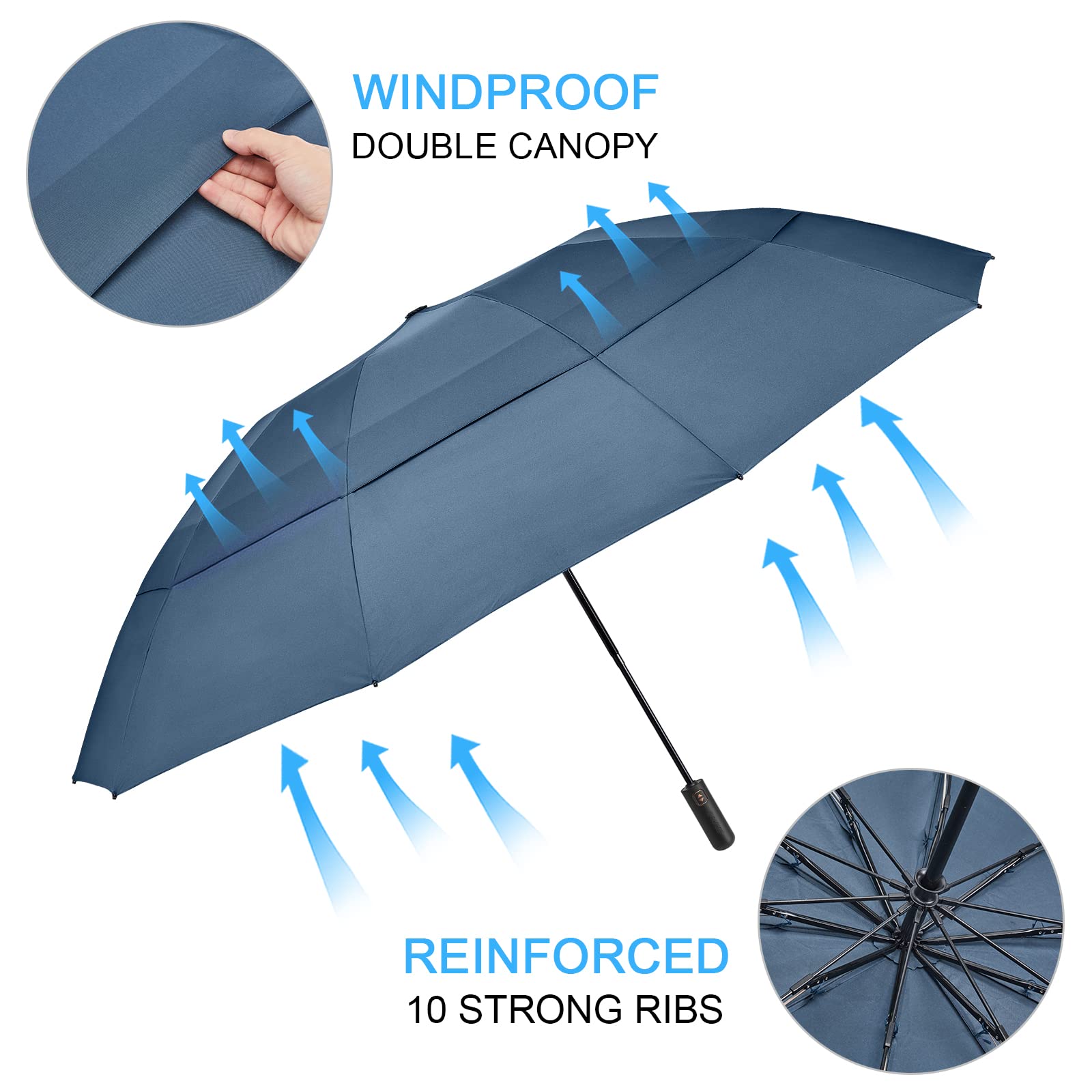 G4Free - G4Free 46/54/62 Inch Large Compact Golf Umbrella Windproof 10 Ribs -TN23A229B-TN23A230B-TN22A110B-TN23A229A-TN23A230A