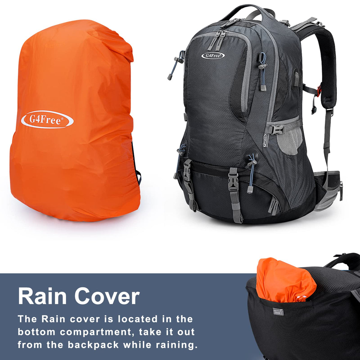 G4Free - G4Free 50L Hiking Backpack with Rain Cover for Men Women -D01V031A-D01V031D-D01V031F-D01V031B-D01V031G