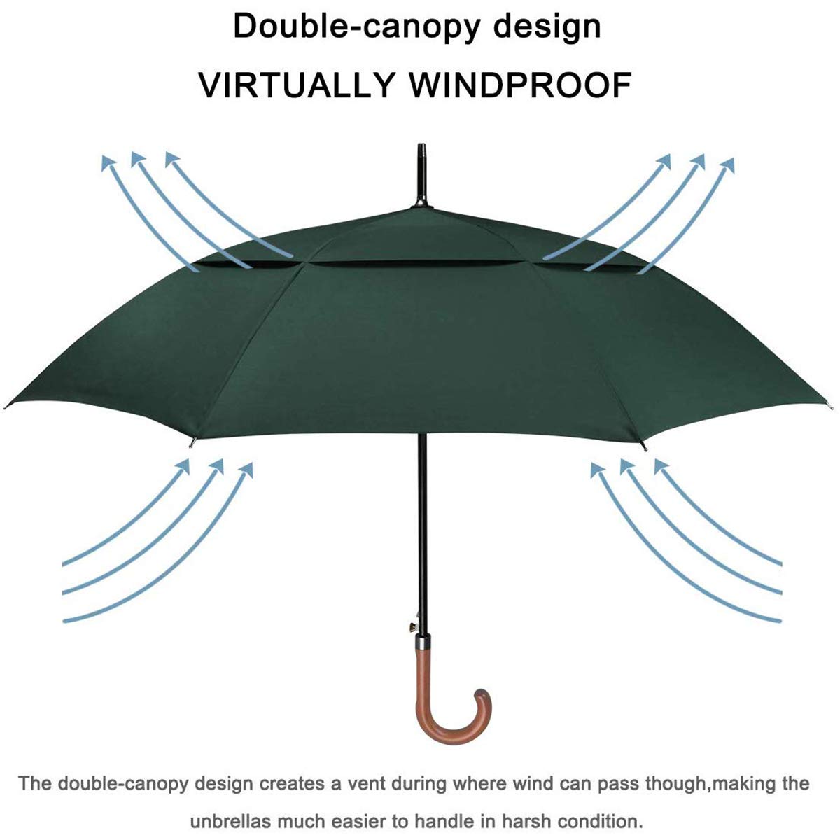 G4Free - G4Free 52/62inch Wooden J Handle Auto Open  Golf Umbrella -D02V552A-D02V657A-D02V552B-D02V657B-D02V552J