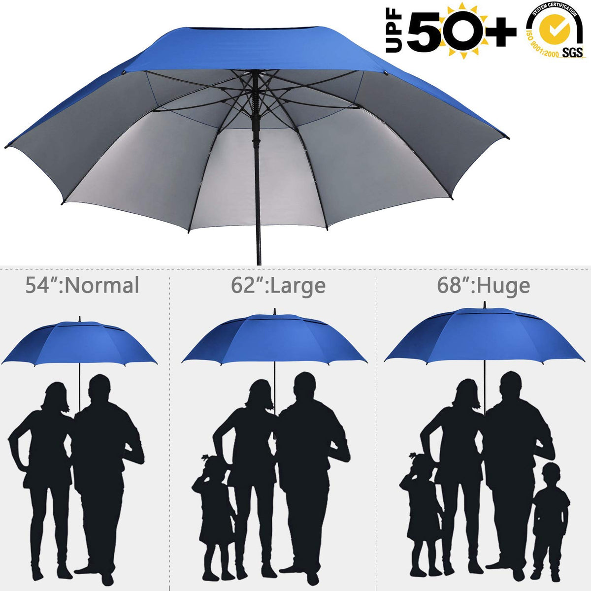 G4Free - G4Free 54/62/68 Inch UV Protection Auto Open Double Canopy Sun Rain Umbrella -D02V686A-D02V682A-D02V558A-D02V686B-D02V682B