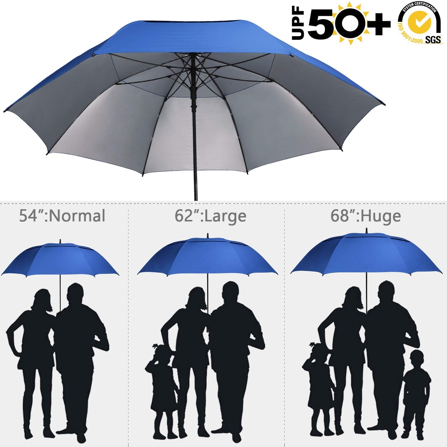 G4Free - G4Free 54/62/68 Inch UV Protection Auto Open Double Canopy Sun Rain Umbrella -D02V686A-D02V682A-D02V558A-D02V686B-D02V682B