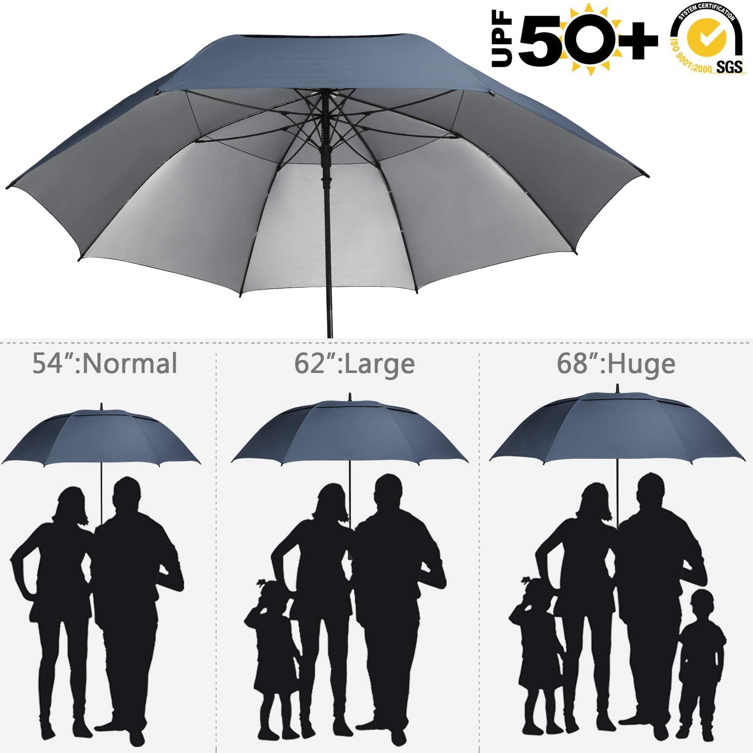 G4Free - G4Free 54/62/68 Inch UV Protection Auto Open Double Canopy Sun Rain Umbrella -D02V686A-D02V682A-D02V558A-D02V686B-D02V682B
