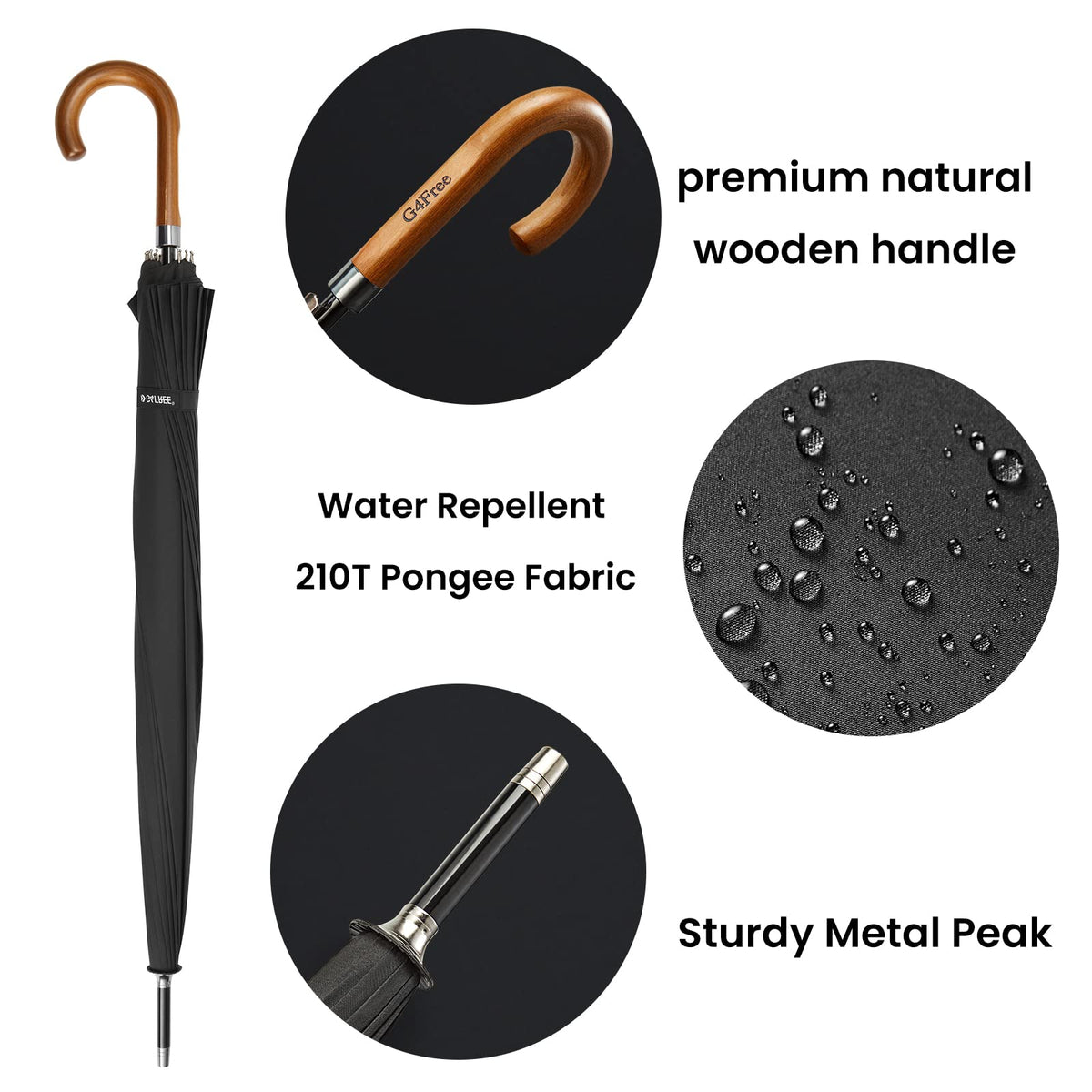 G4Free - G4Free 54 Inch 16 Ribs Large Windproof Umbrella for 2 Persons -NT22A136A-NT22A136B-NT22A136C