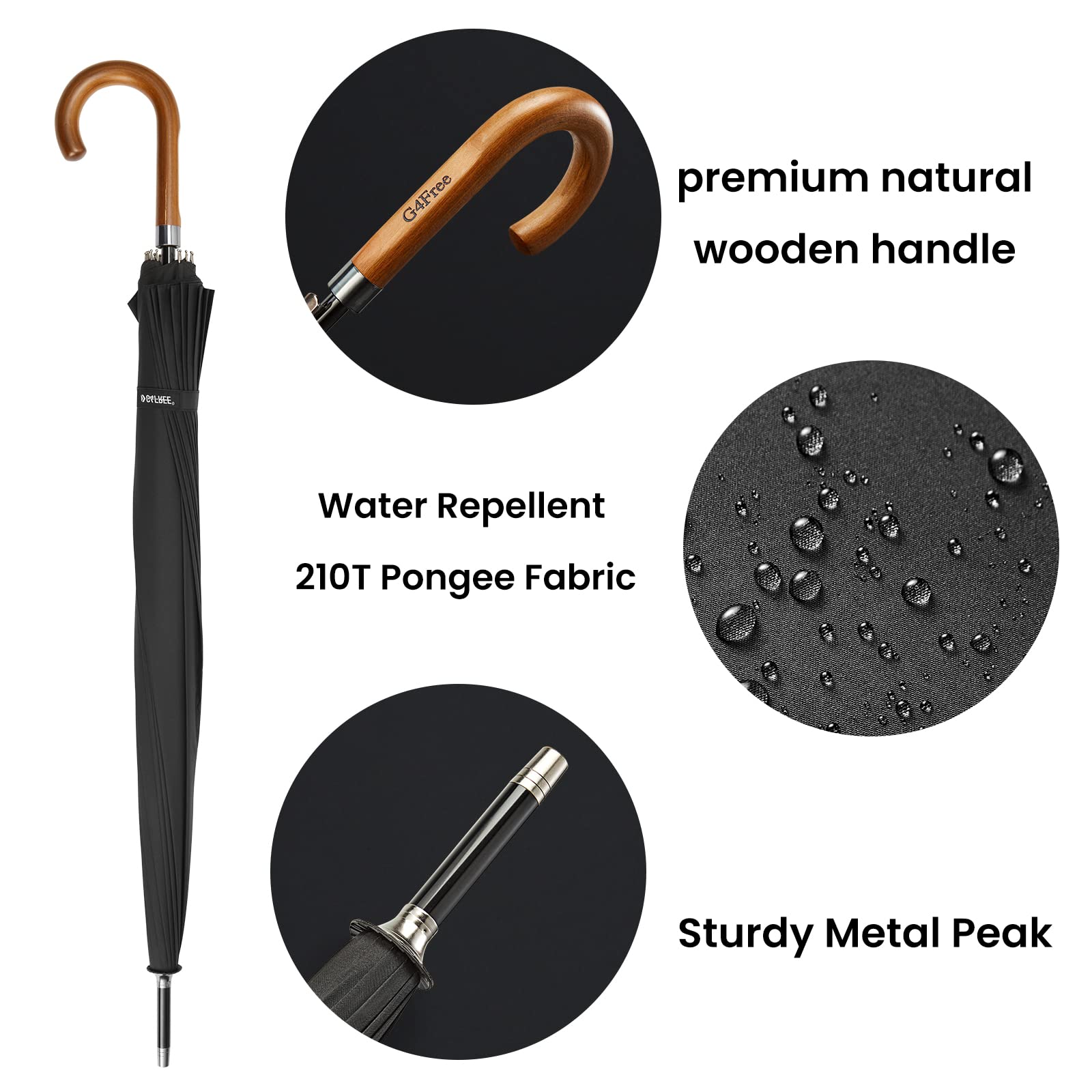 G4Free - G4Free 54 Inch 16 Ribs Large Windproof Umbrella for 2 Persons -NT22A136A-NT22A136B-NT22A136C