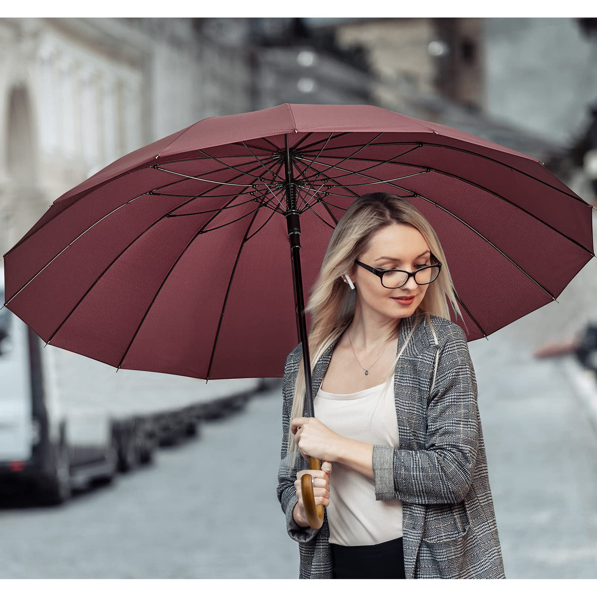 G4Free - G4Free 54 Inch 16 Ribs Large Windproof Umbrella for 2 Persons -NT22A136A-NT22A136B-NT22A136C