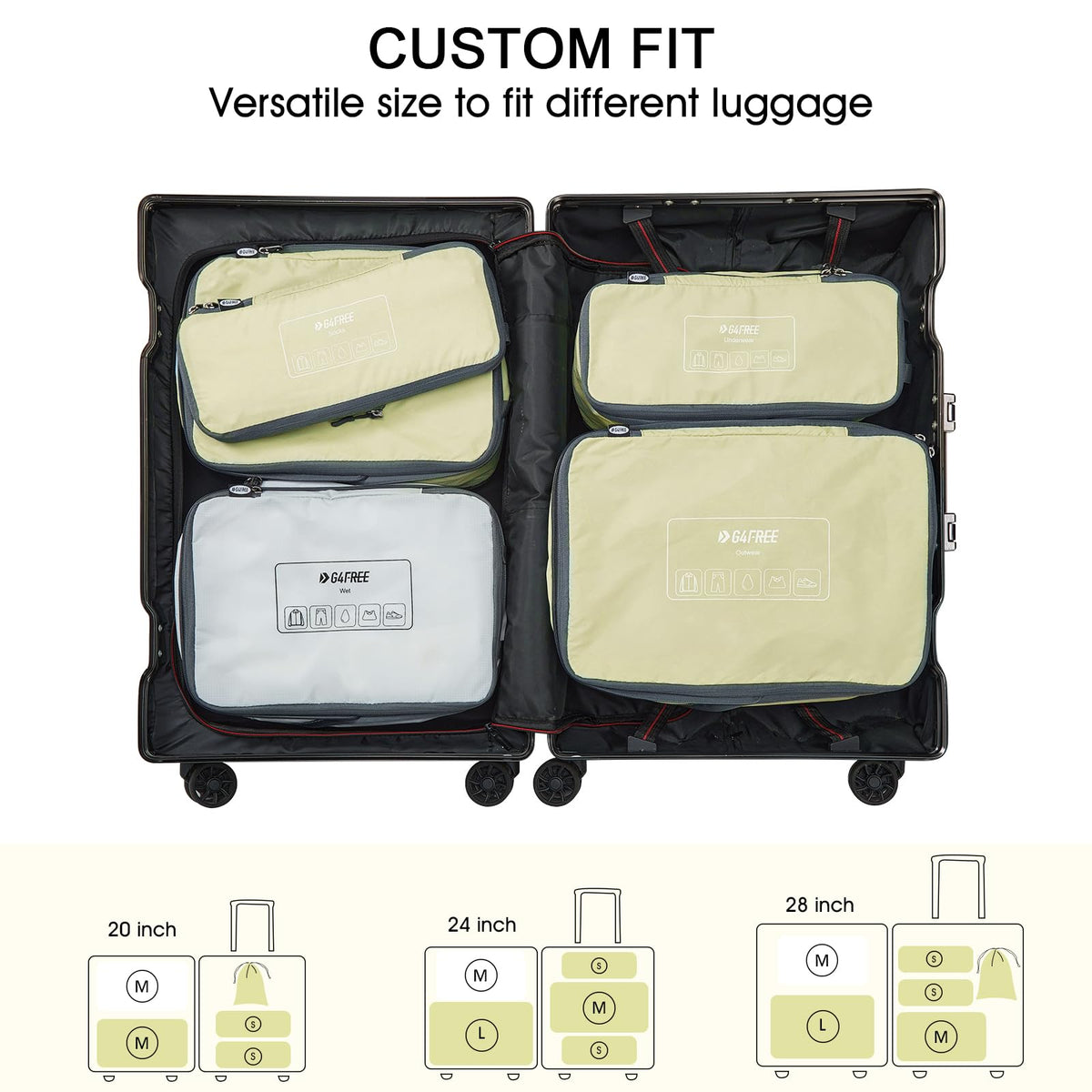 G4Free - G4Free 6 Set Compression Packing Cube -TN23B210A-TN23B210D-TN23B210C-TN23B210B