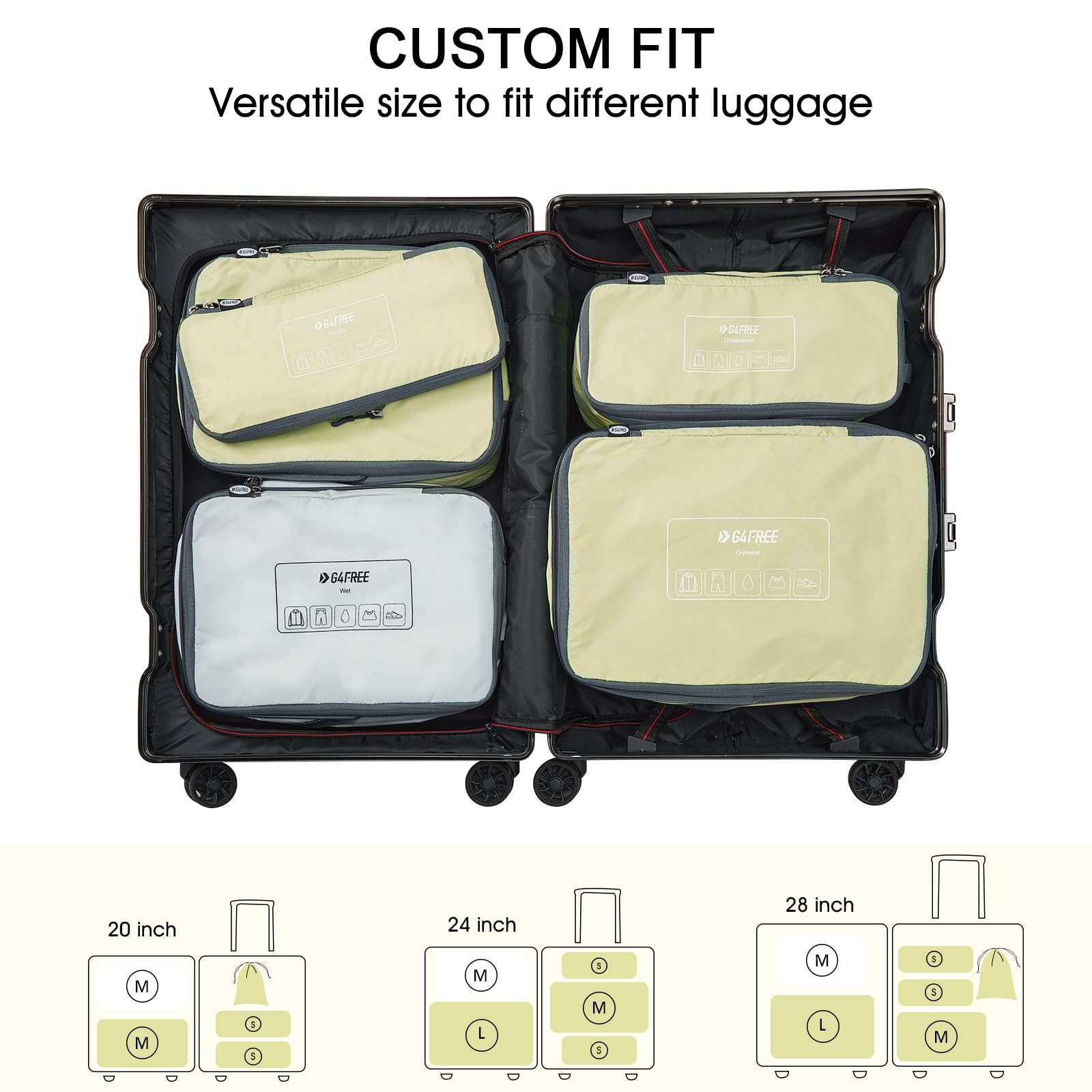 G4Free - G4Free 6 Set Compression Packing Cube -TN23B210A-TN23B210D-TN23B210C-TN23B210B