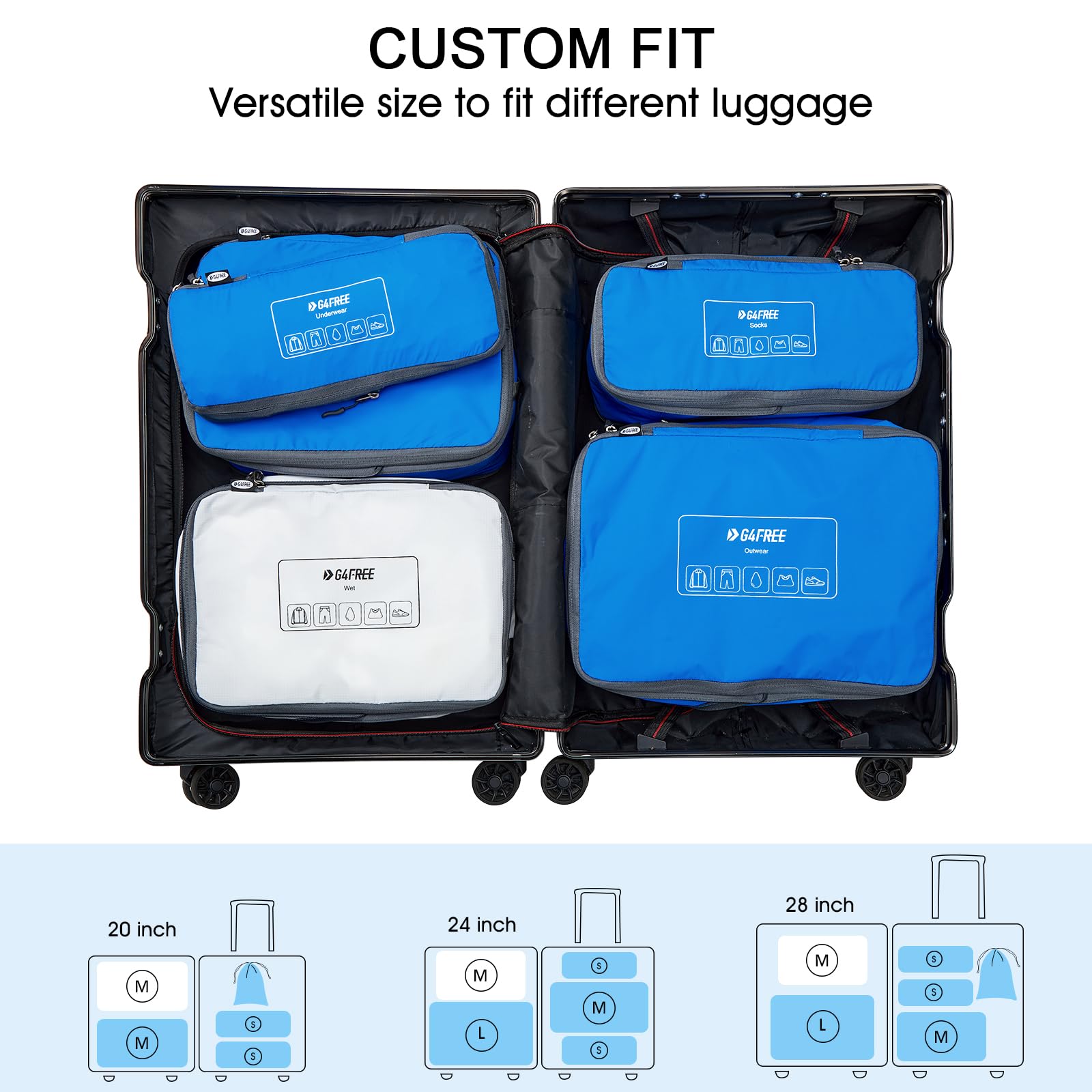 G4Free - G4Free 6 Set Compression Packing Cube -TN23B210A-TN23B210D-TN23B210C-TN23B210B