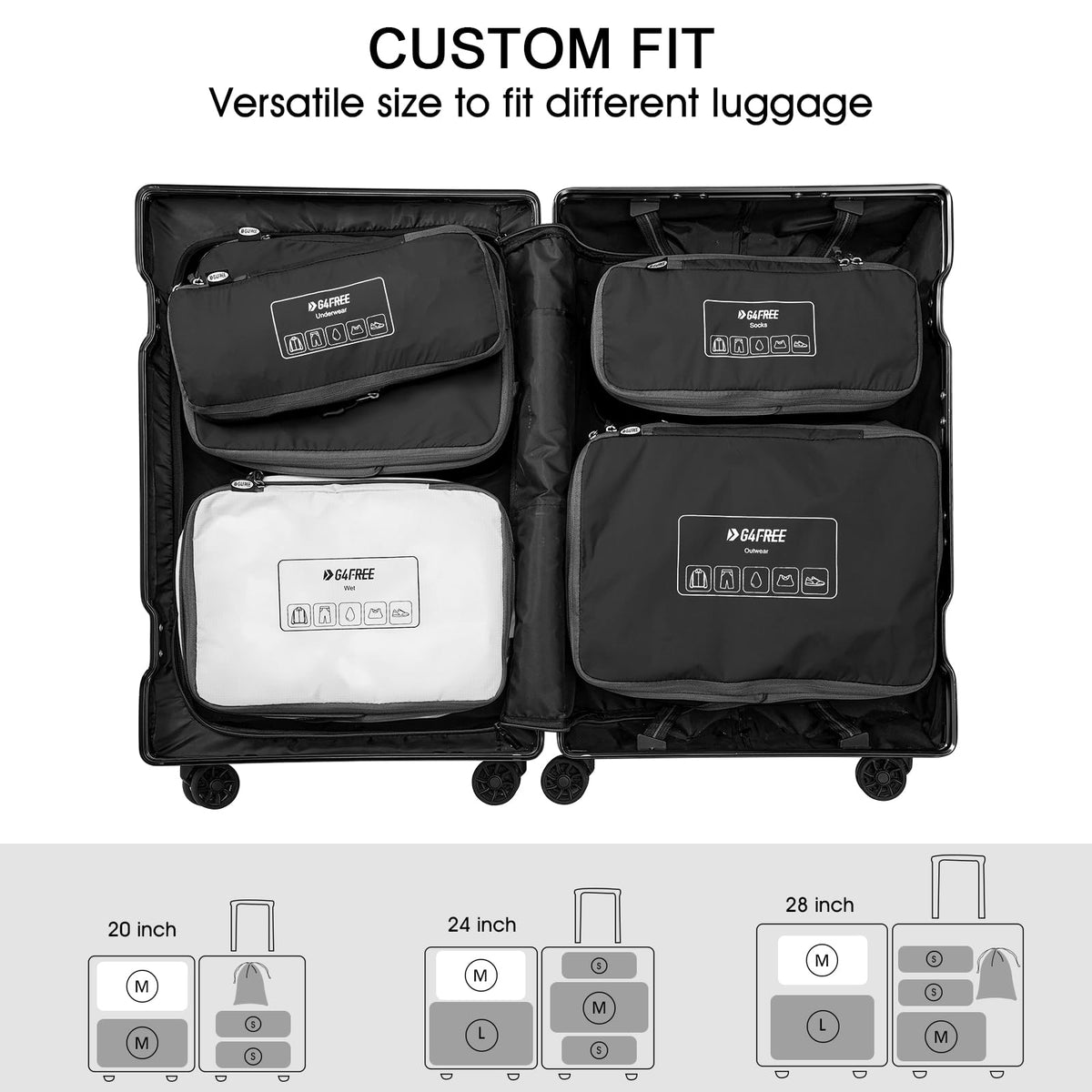 G4Free - G4Free 6 Set Compression Packing Cube -TN23B210A-TN23B210D-TN23B210C-TN23B210B