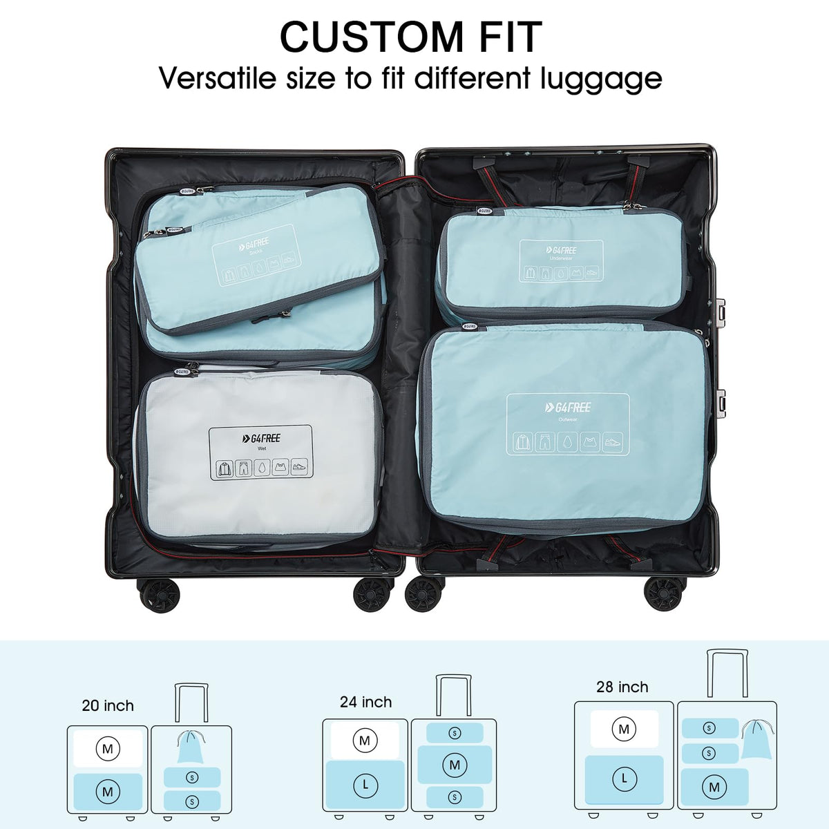 G4Free - G4Free 6 Set Compression Packing Cube -TN23B210A-TN23B210D-TN23B210C-TN23B210B