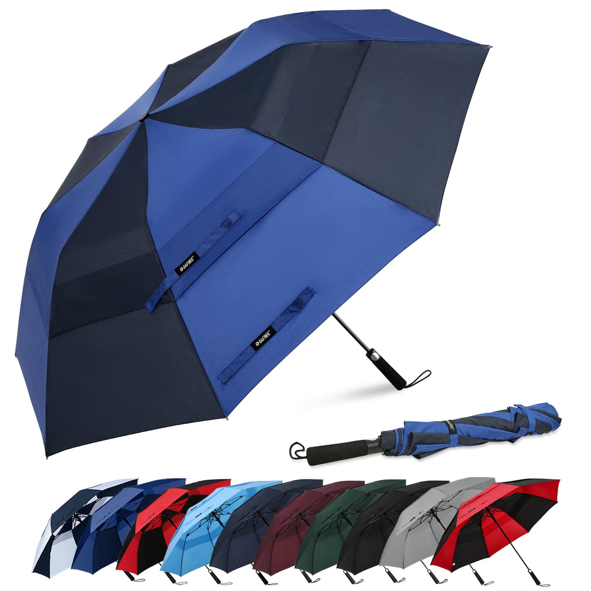 G4Free - G4Free 62 Inch Portable Automatic Open Oversize Vented Double Canopy Umbrellas -D02V684A-D02V684M-D02V684B-D02V684E-D02V684D