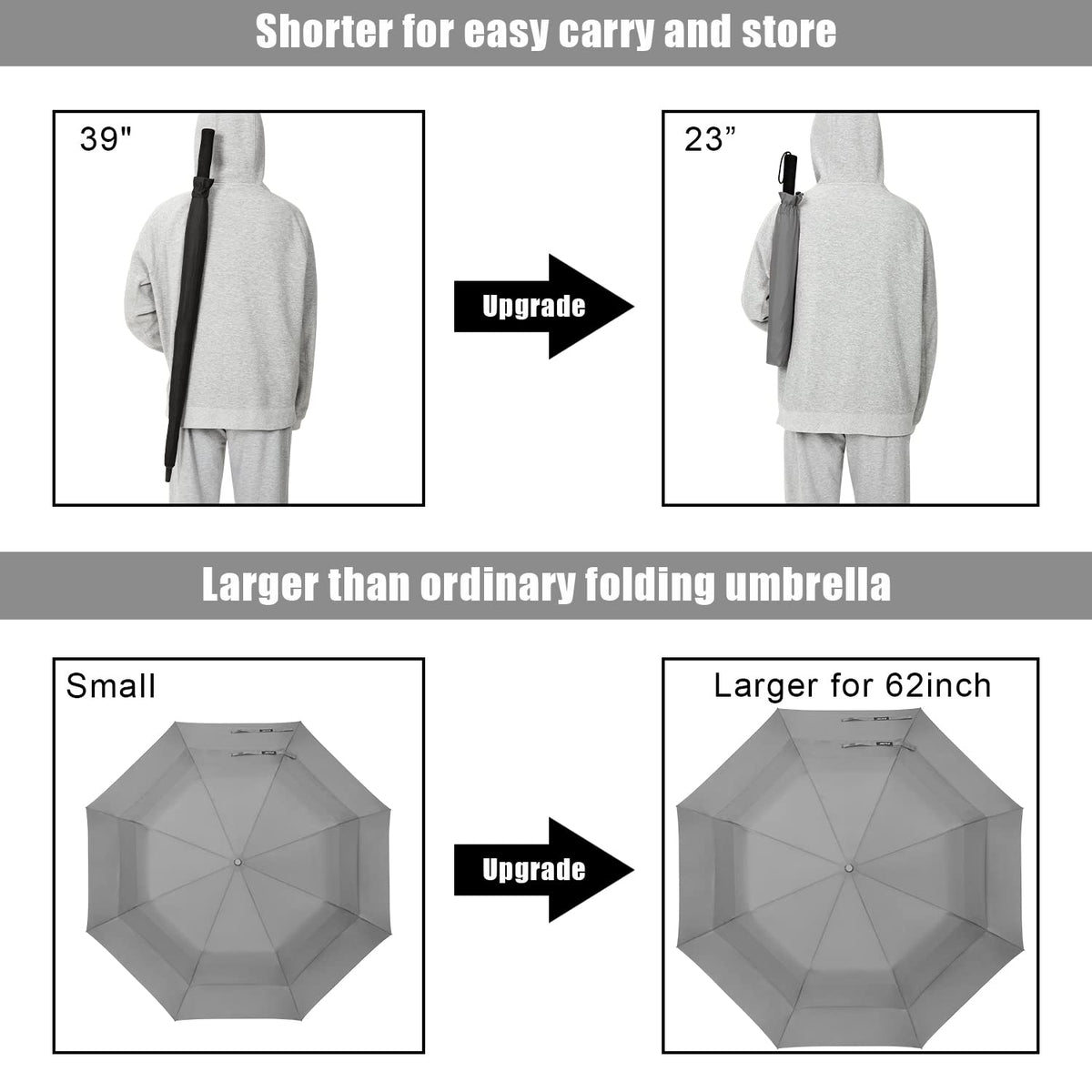 G4Free - G4Free 62 Inch Portable Automatic Open Oversize Vented Double Canopy Umbrellas -D02V684A-D02V684M-D02V684B-D02V684E-D02V684D