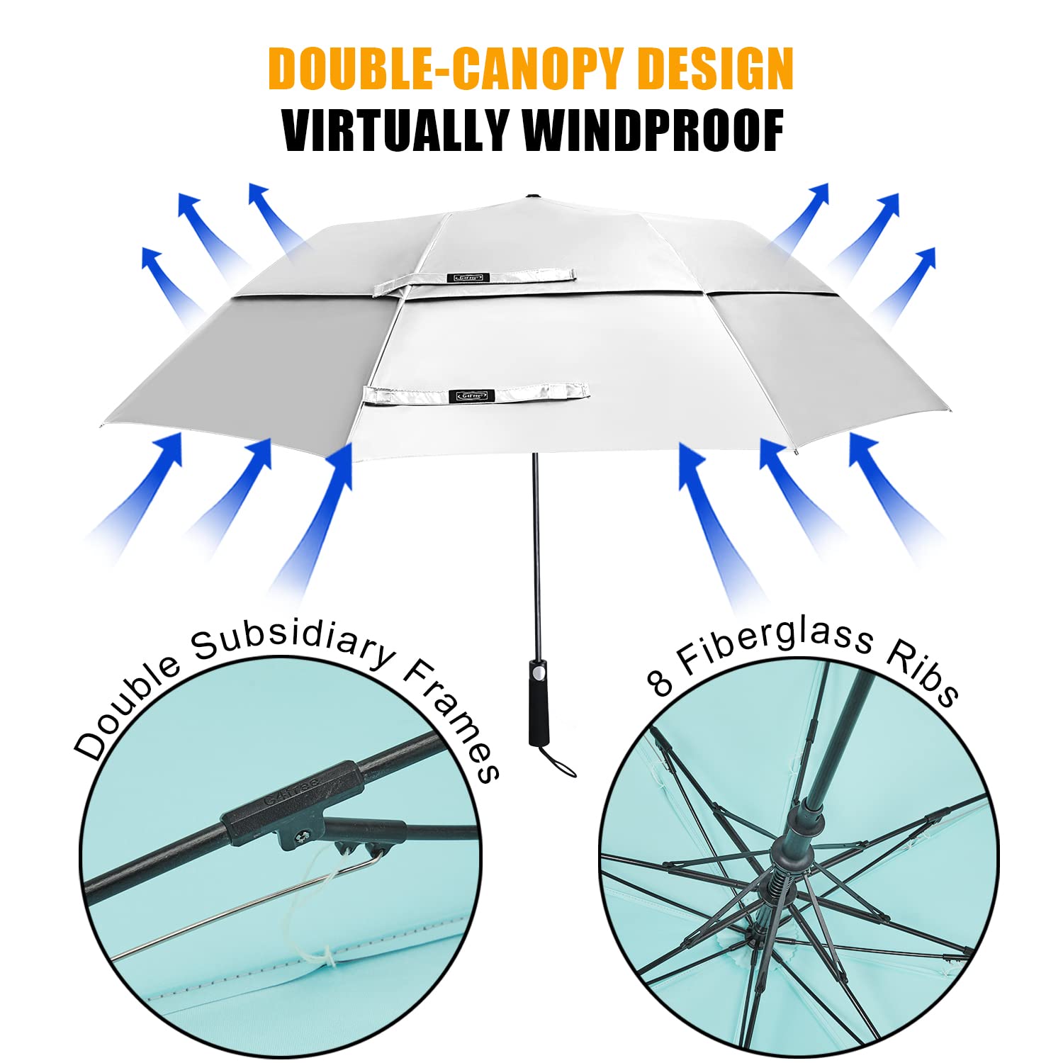 G4Free - G4Free 62 Inch Portable UV Protection Automatic Big Sun Umbrella -D02V737A-D02V737B-D02V737C