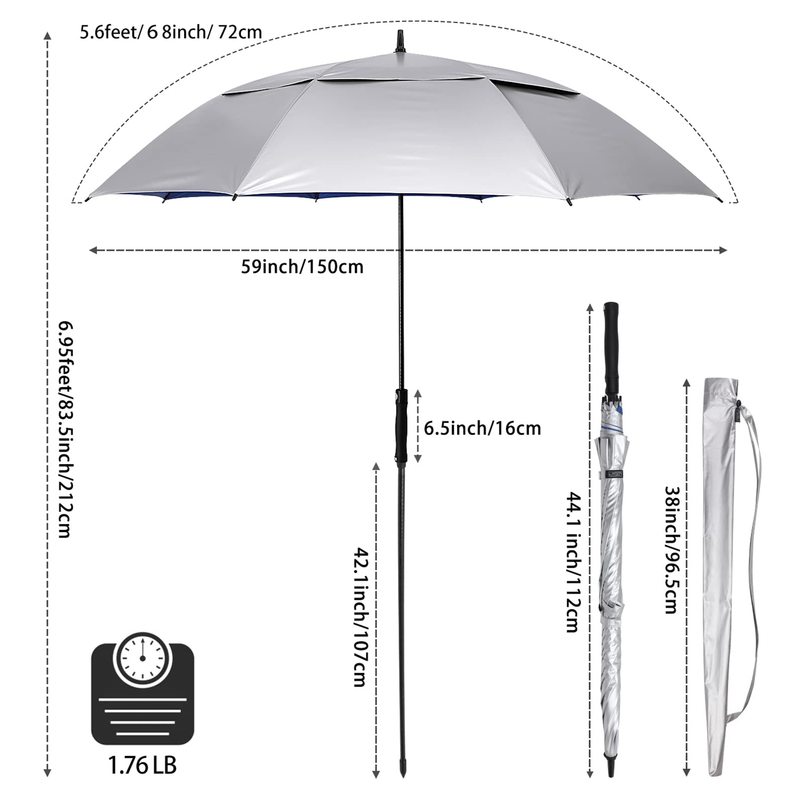 G4Free - G4Free 68 Arc Vented UV Auto Extra Large Windproof Golf/Beach  Umbrellas -D02V731A-D02V731D-D02V731C-D02V731B