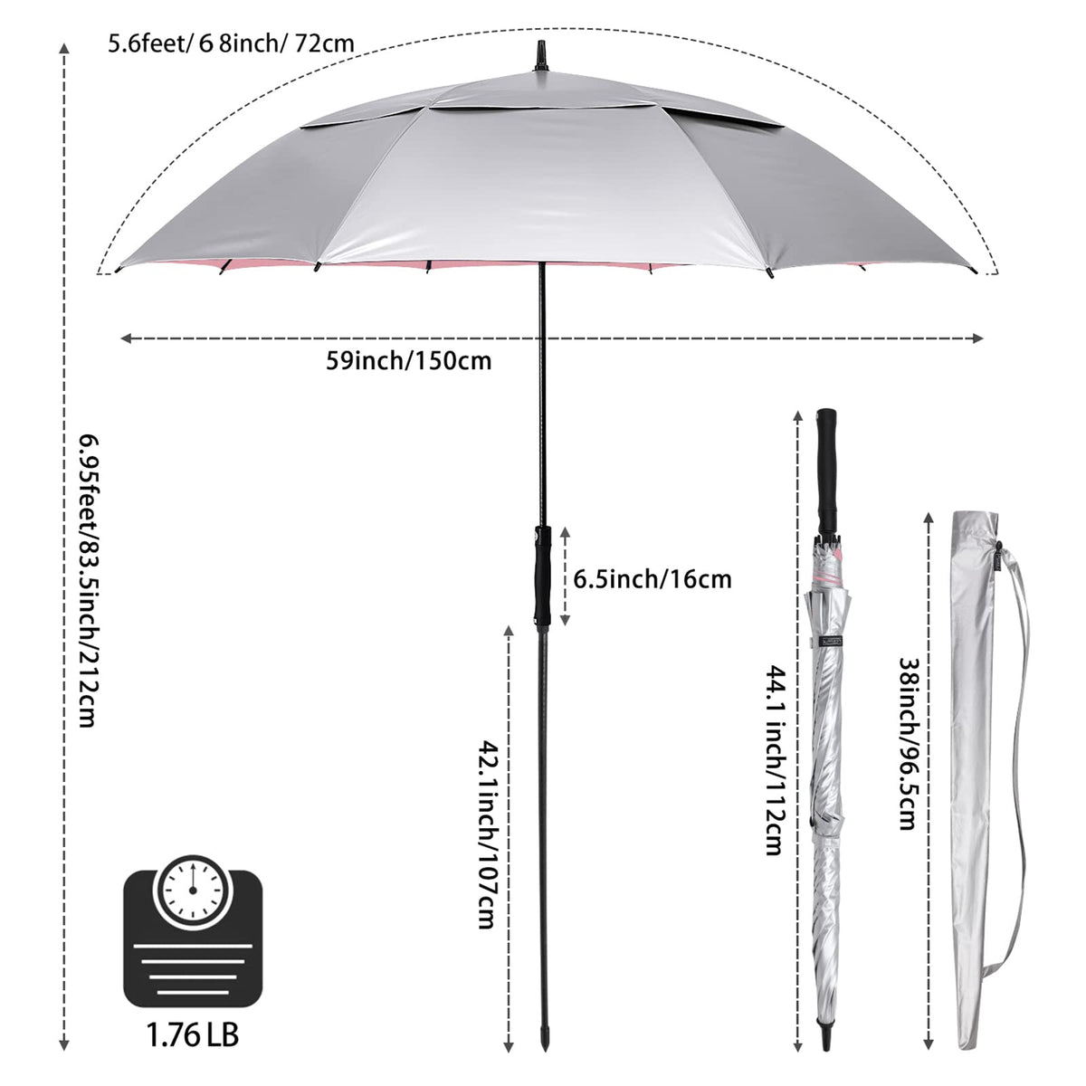 G4Free - G4Free 68 Arc Vented UV Auto Extra Large Windproof Golf/Beach  Umbrellas -D02V731A-D02V731D-D02V731C-D02V731B