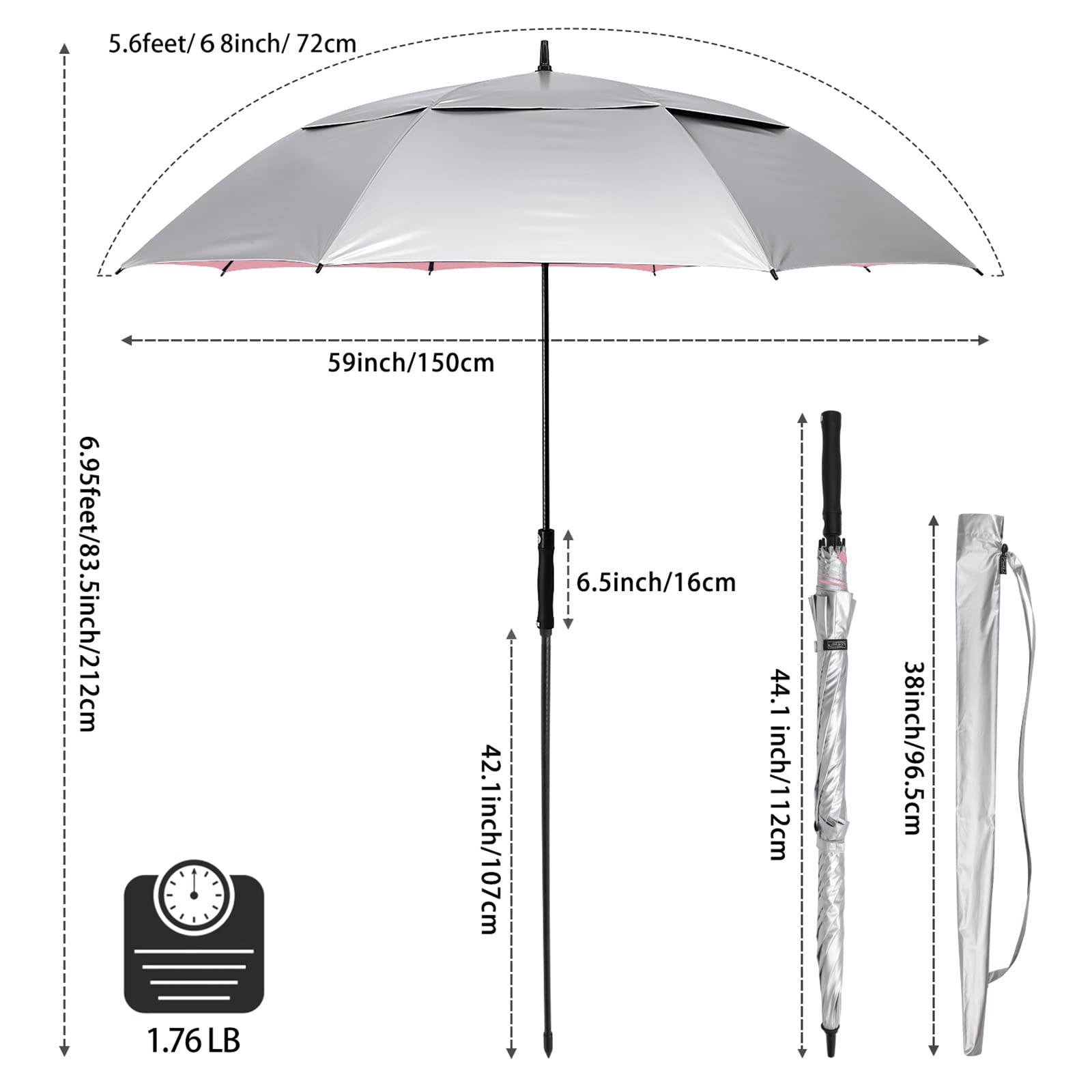 G4Free - G4Free 68 Arc Vented UV Auto Extra Large Windproof Golf/Beach  Umbrellas -D02V731A-D02V731D-D02V731C-D02V731B