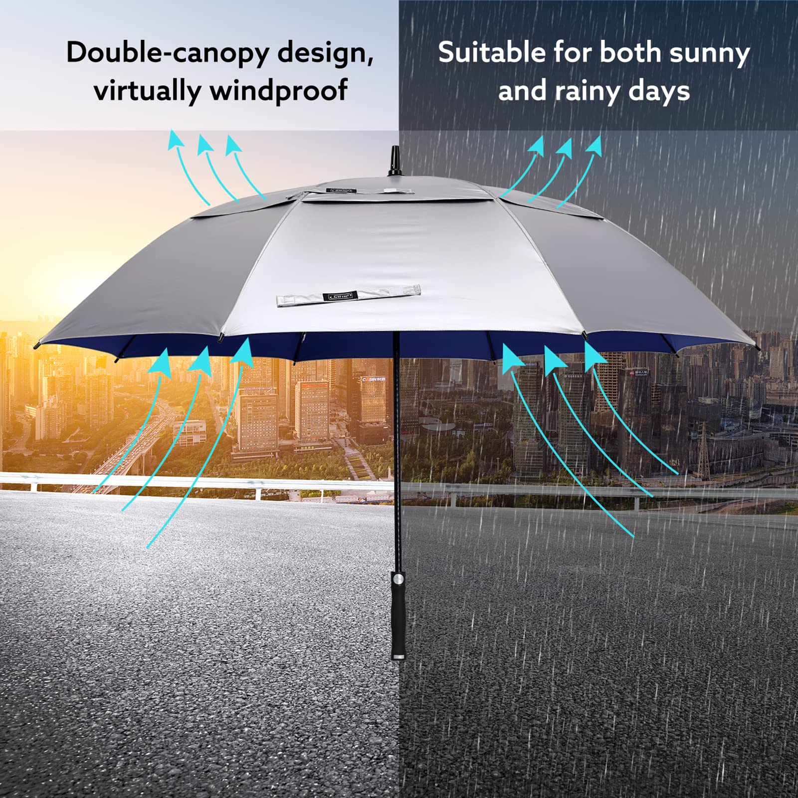 G4Free - G4Free 68 Arc Vented UV Auto Extra Large Windproof Golf/Beach  Umbrellas -D02V731A-D02V731D-D02V731C-D02V731B