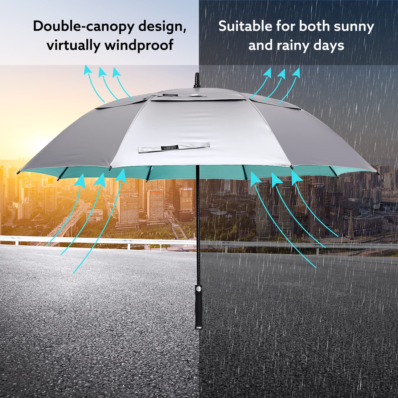 G4Free - G4Free 68 Arc Vented UV Auto Extra Large Windproof Golf/Beach  Umbrellas -D02V731A-D02V731D-D02V731C-D02V731B