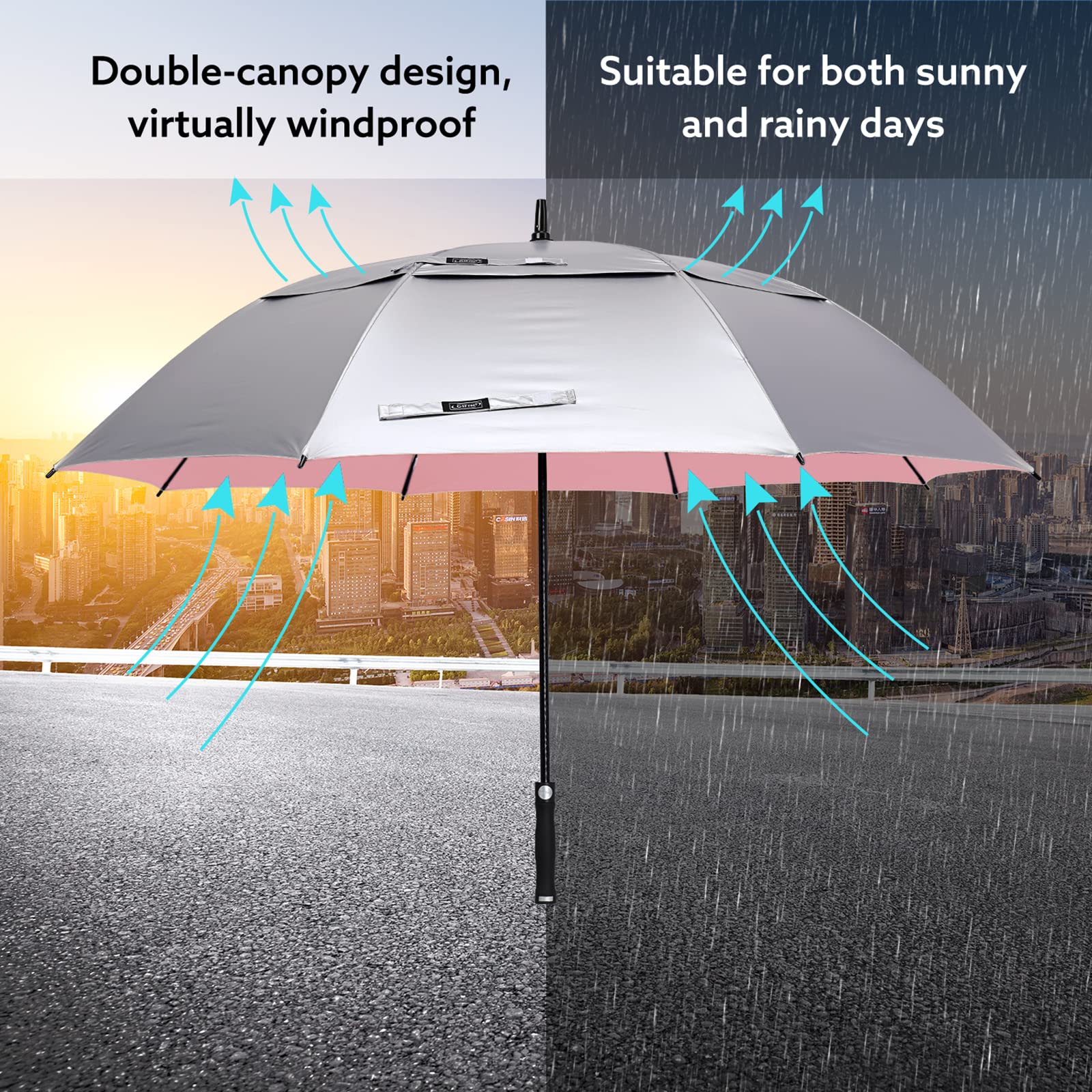 G4Free - G4Free 68 Arc Vented UV Auto Extra Large Windproof Golf/Beach  Umbrellas -D02V731A-D02V731D-D02V731C-D02V731B