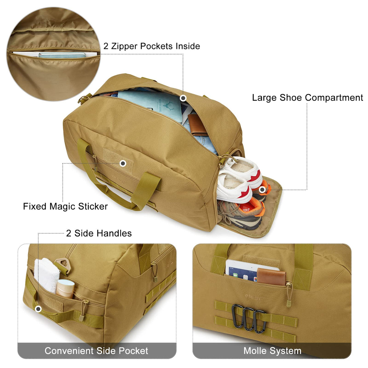 G4Free - G4Free 70L Large Duffle Bag Men Sports Gym Backpack -TN22B146B-TN22B146A