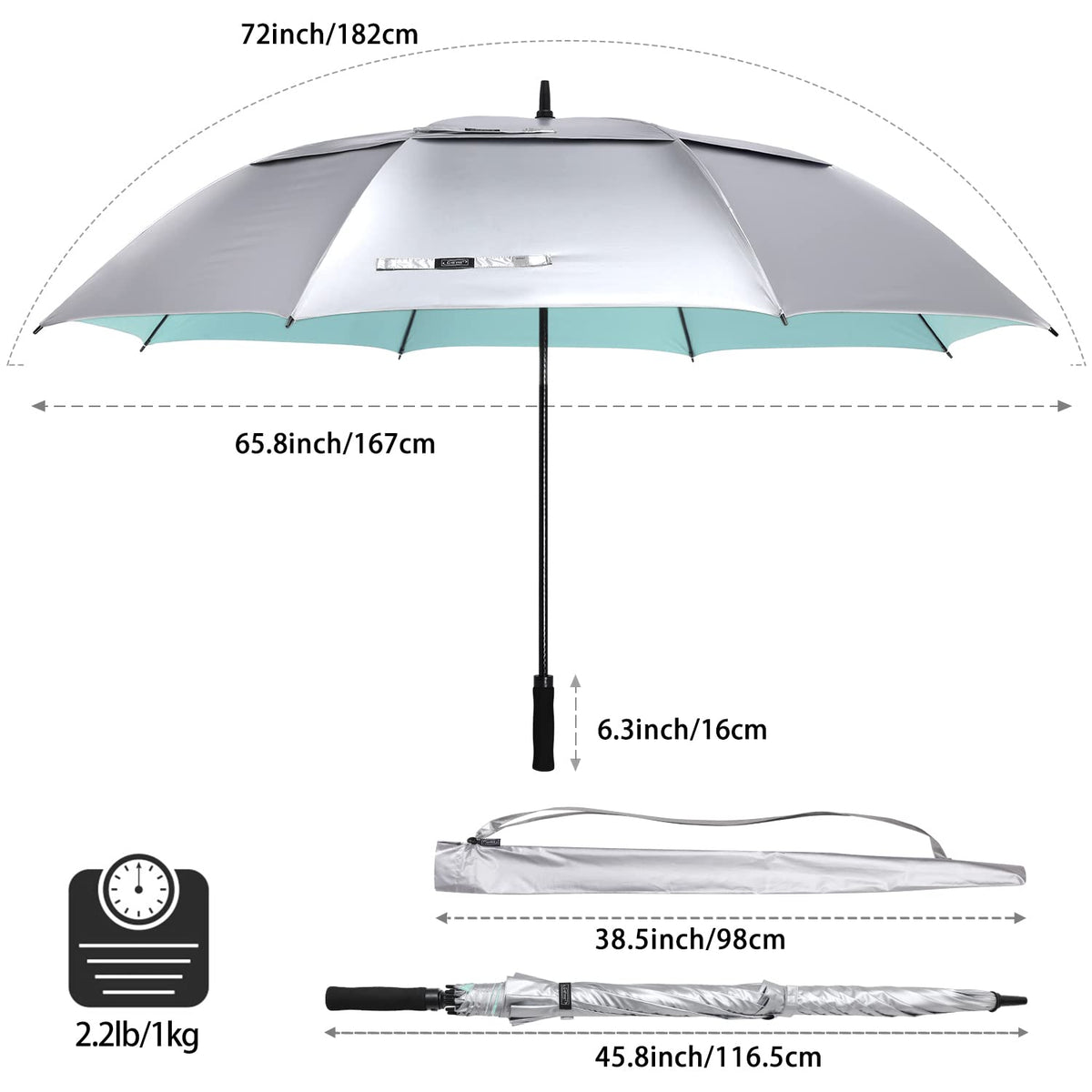 G4Free - G4Free 72 Inch Oversized Vented Double Canopy Umbrella for Family -D02V757A-D02V757B-D02V757E-D02V757C