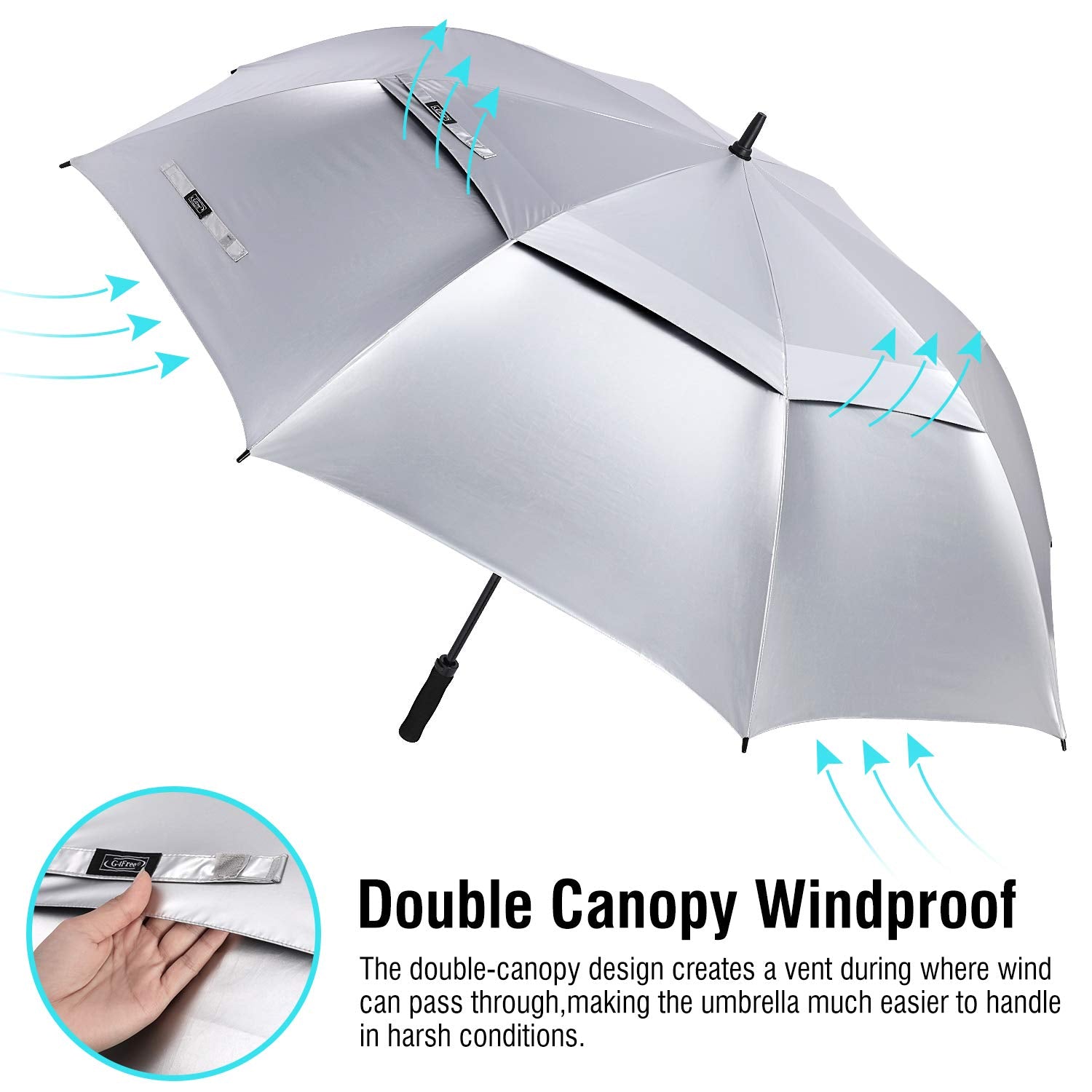 G4Free - G4Free 72 Inch Oversized Vented Double Canopy Umbrella for Family -D02V757A-D02V757B-D02V757E-D02V757C