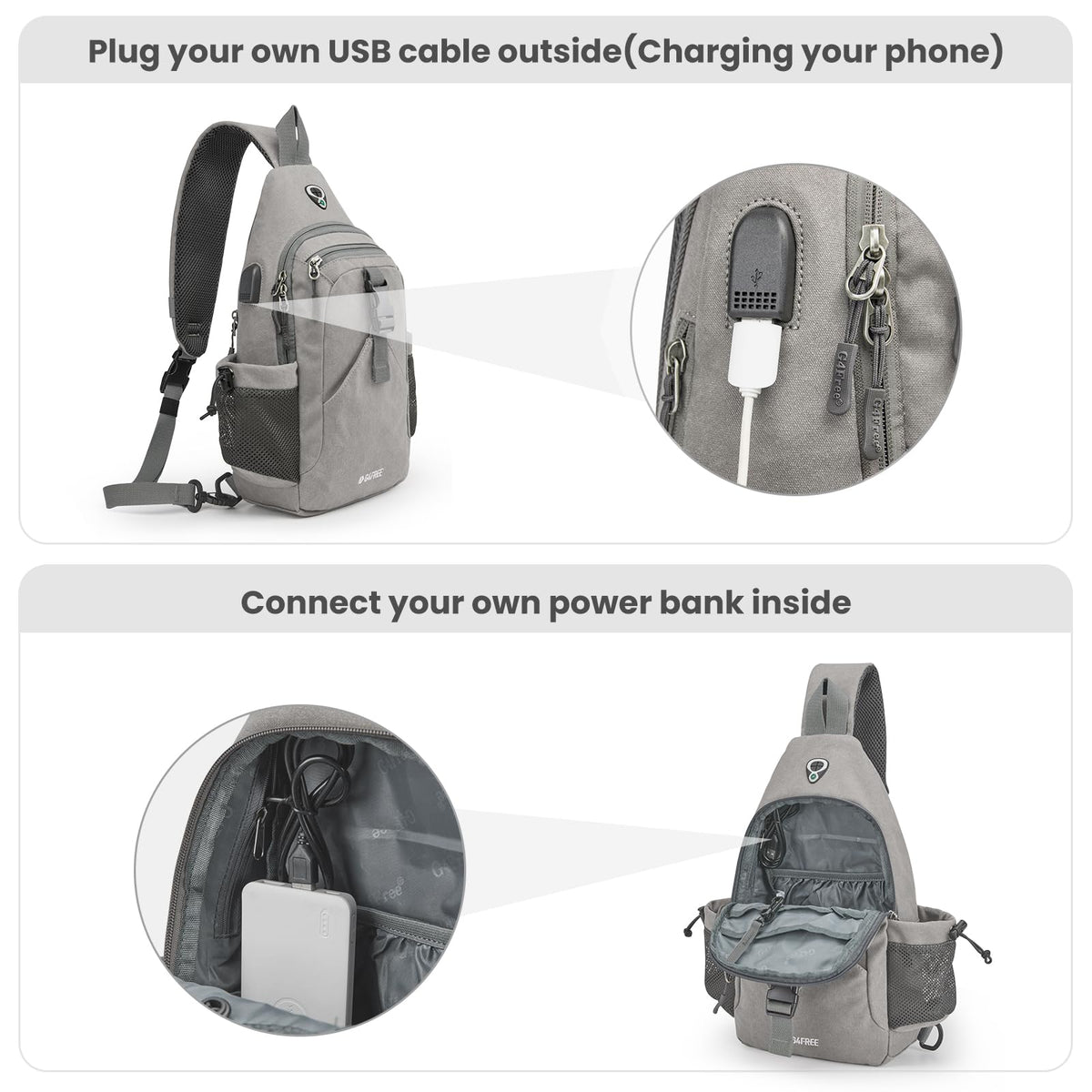 G4Free - G4Free Anti-Theft Canvas Sling Bag with USB Port -TN22B159C-TN22B159A-TN22B159D-TN22B159B-TN22B159F