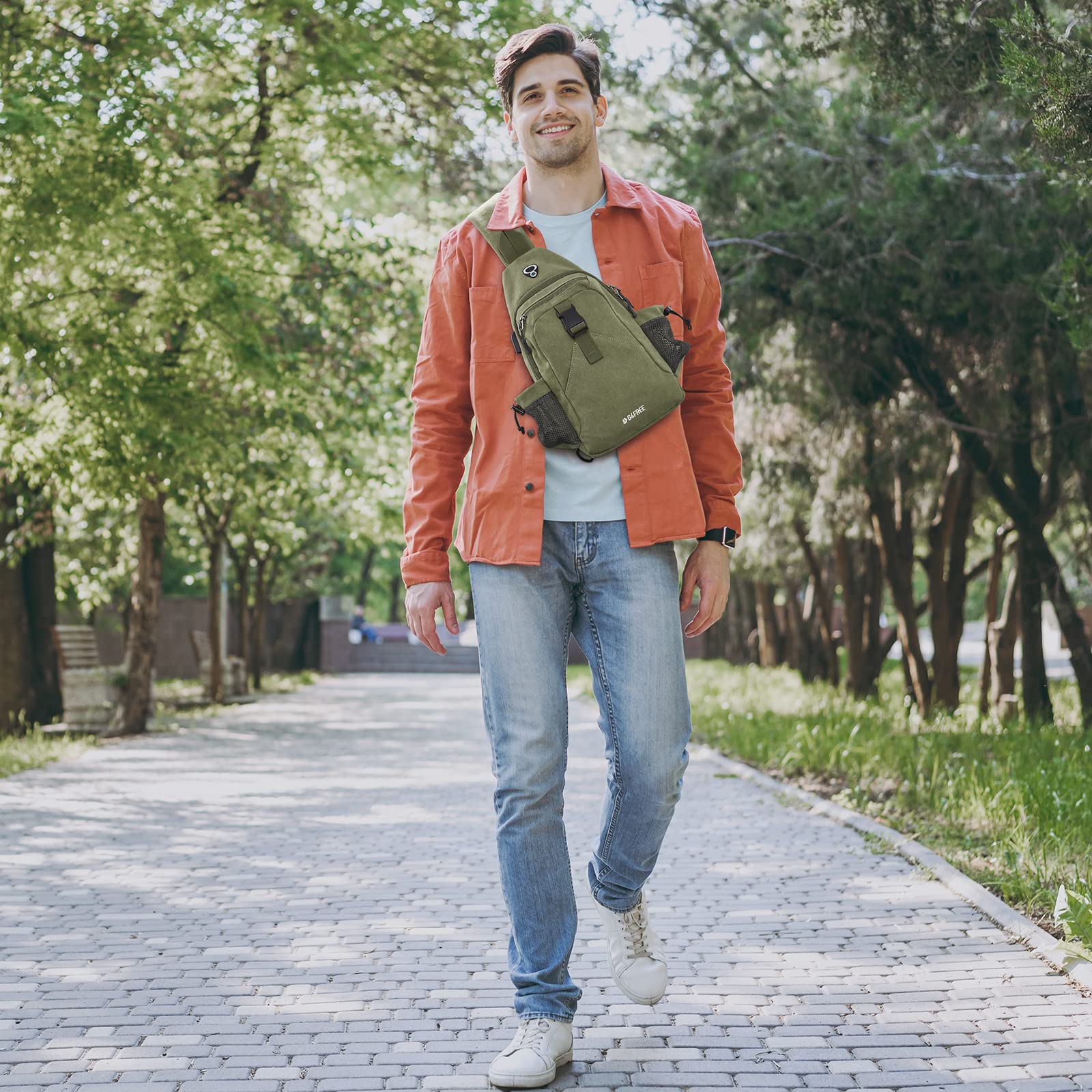G4Free - G4Free Anti-Theft Canvas Sling Bag with USB Port -TN22B159C-TN22B159A-TN22B159D-TN22B159B-TN22B159F