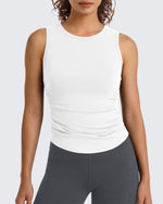 G4Free - G4Free BareFeel Ruched High Neck Yoga Tank Top -GF26L991B004F-XS