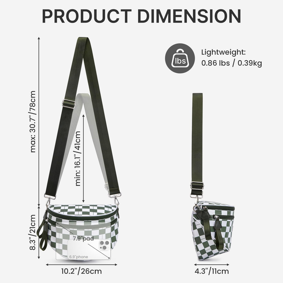 G4Free - G4Free Checkered Crossbody Bum Bag with Removable Pouch Lightweight -TN26B628A-TN26B628B-TN26B628C-TN26B628D-TN26B628E