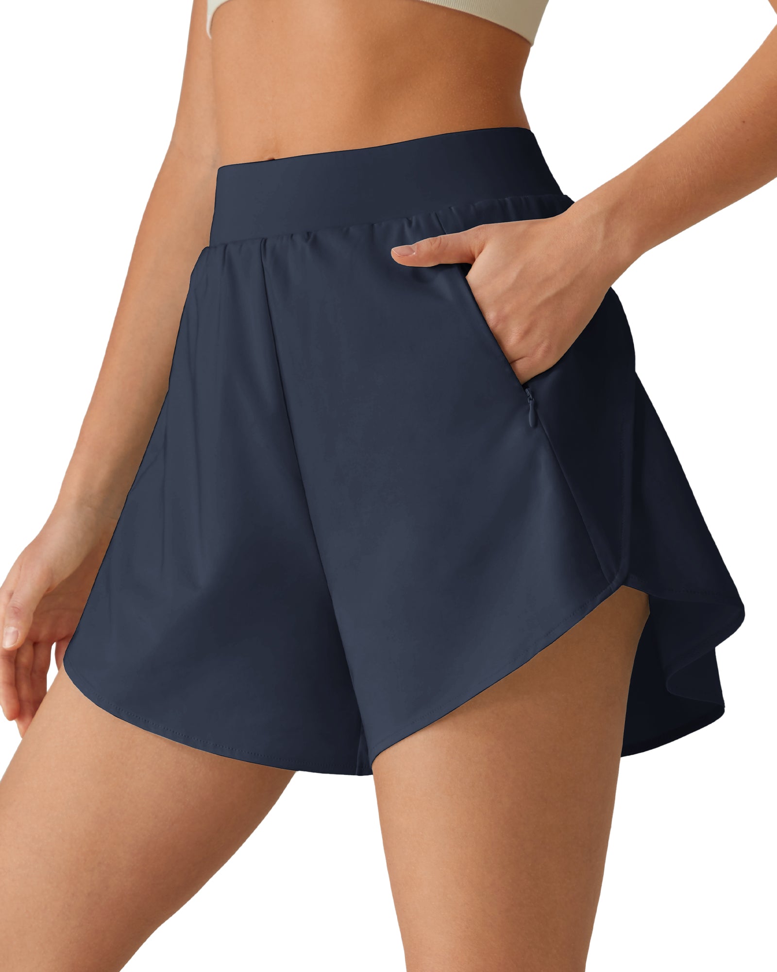 G4Free - G4Free Chillwhisp 2.5" Dolphin Hem Running Shorts with Pockets -GF26E842A001A-S