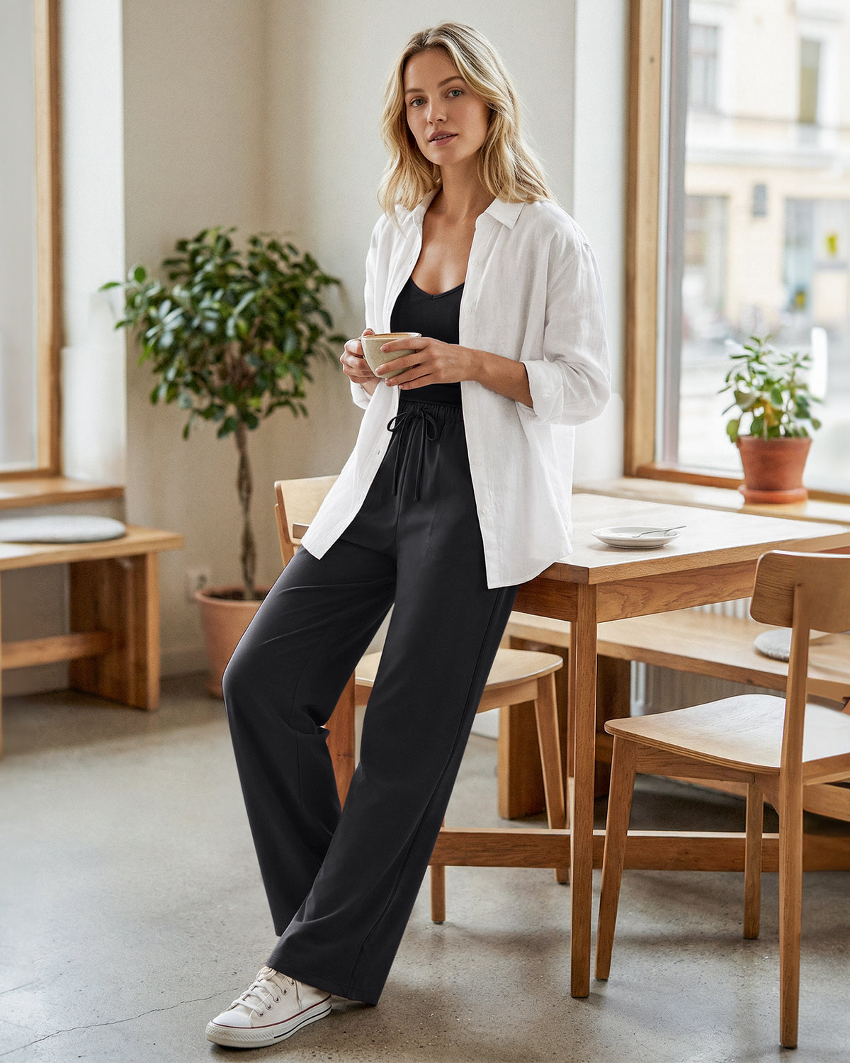 G4Free - G4Free Chillwhisp Drawstring Wide Leg Pants -GF26J874A001A-S-GF26J874A001B-M-GF26J874A001C-L-GF26J874A001D-XL-GF26J874A001E-XXL