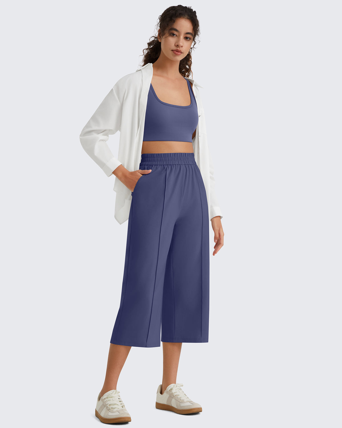 G4Free - G4Free Chillwhisp Lightweight Wide Leg Capris -GF26J900A001A-S-GF26J900A001B-M-GF26J900A001C-L-GF26J900A001D-XL-GF26J900A001E-XXL