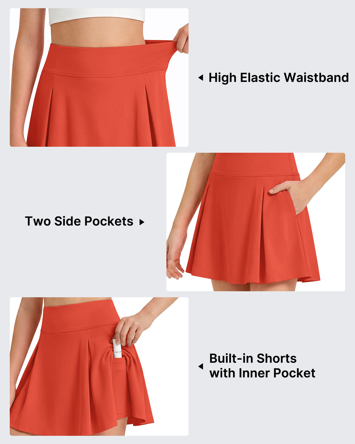 G4Free - G4Free Chillwhisp Pleated Tennis Skirt for Girls – High Waisted Skort with 4 Pockets -GF26HG946A001A-S-GF26HG946A001B-M-GF26HG946A001C-L-GF26HG946A001D-XL-GF26HG946A001E-XXL