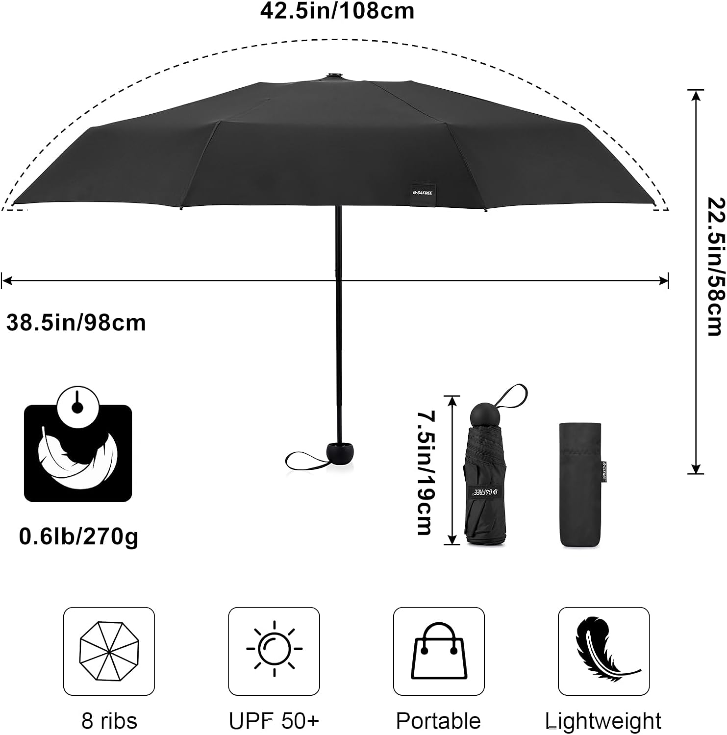 G4Free - G4Free Compact UPF 50+ UV Protection Sun Blocking Mini Umbrellas -TN23A279F-TN23A279A-TN23A279E-TN23A279G-TN23A279H
