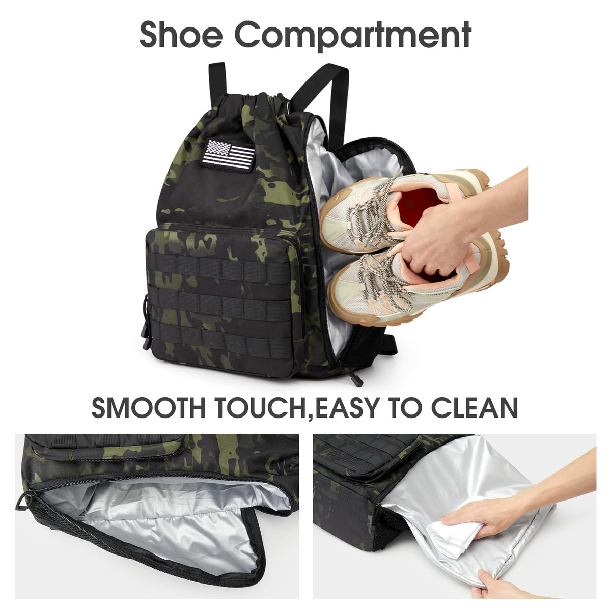G4Free - G4Free Drawstring Backpack Sports Gym Bag with Shoes Compartment -TN23B194C-TN23B194B