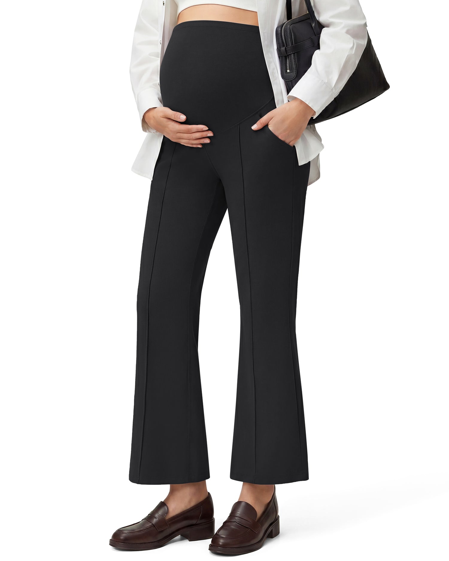 G4Free - G4Free EverGoing Maternity Flare Leggings with Pockets – Over the Belly 25'' -GF26AY1008A001A-S-GF26AY1008A001B-M-GF26AY1008A001C-L-GF26AY1008A001D-XL-GF26AY1008A001E-XXL