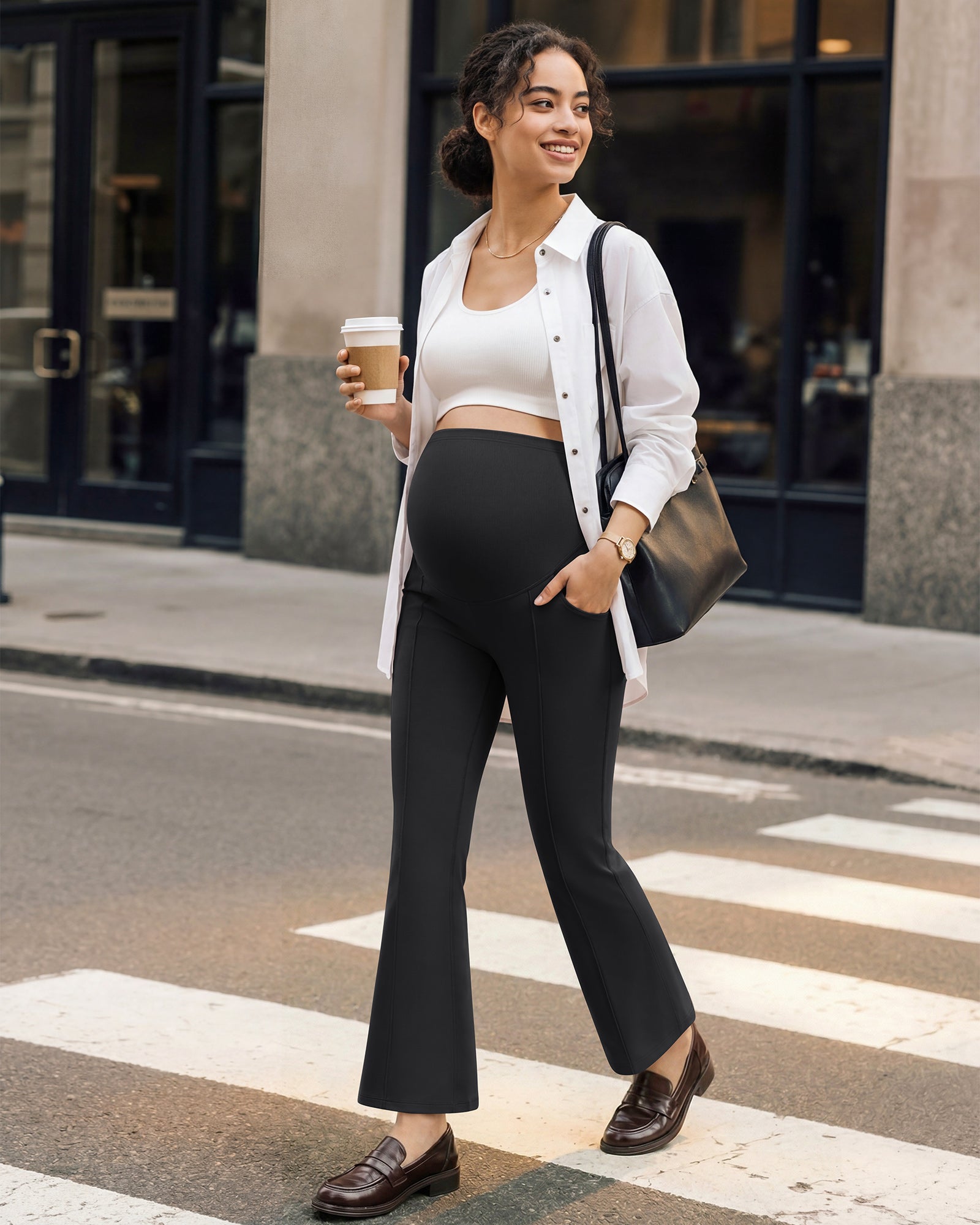 G4Free - G4Free EverGoing Maternity Flare Leggings with Pockets – Over the Belly 25'' -GF26AY1008A001A-S-GF26AY1008A001B-M-GF26AY1008A001C-L-GF26AY1008A001D-XL-GF26AY1008A001E-XXL