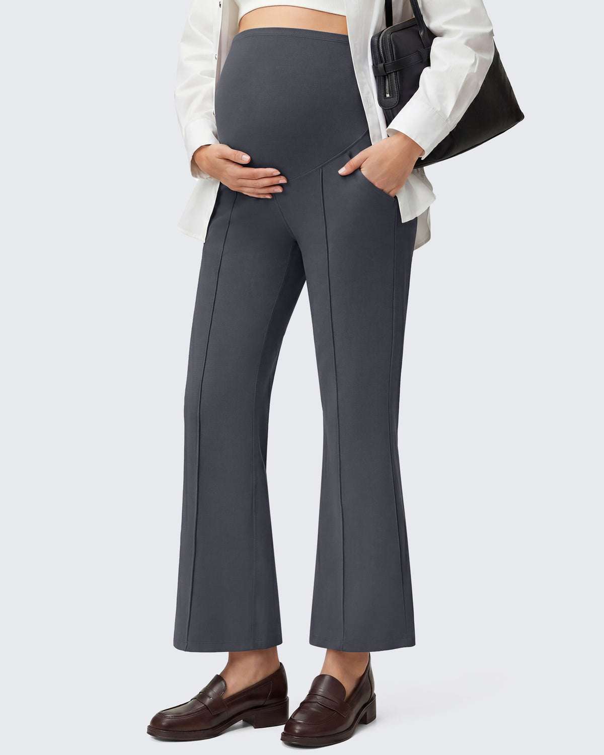 G4Free - G4Free EverGoing Maternity Flare Leggings with Pockets – Over the Belly 25'' -GF26AY1008A001A-S-GF26AY1008A001B-M-GF26AY1008A001C-L-GF26AY1008A001D-XL-GF26AY1008A001E-XXL