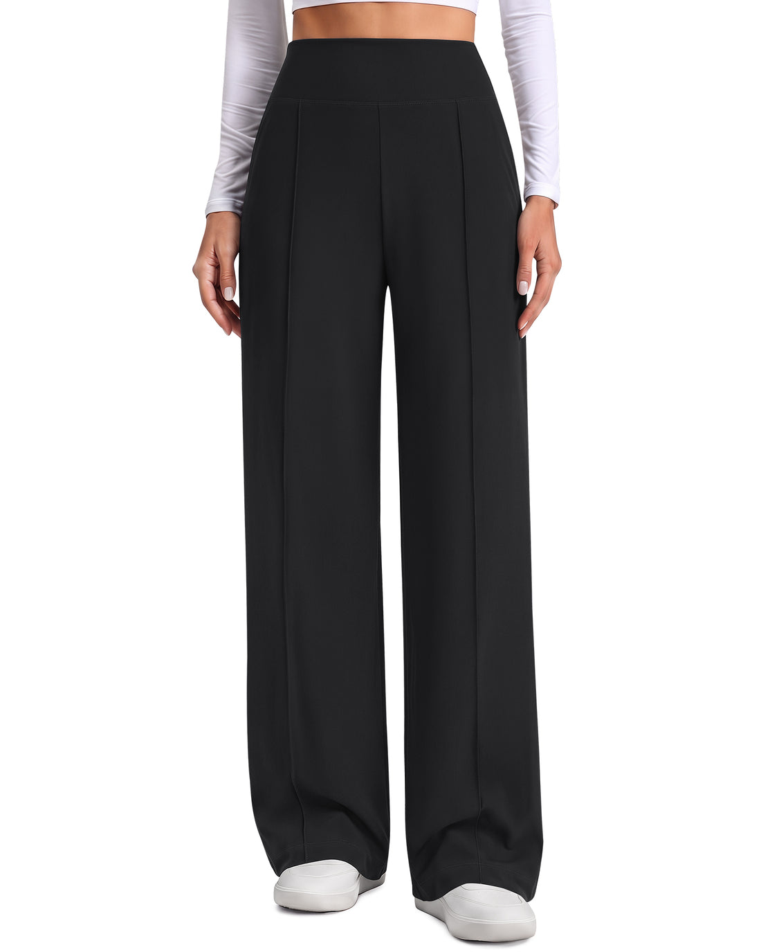 G4Free - G4Free EverGoing Wide Leg Yoga Pants High Waist Front Seam with Pockets -GF26J1005A001A-S-GF26J1005A001B-M-GF26J1005A001C-L-GF26J1005A001D-XL-GF26J1005A001E-XXL