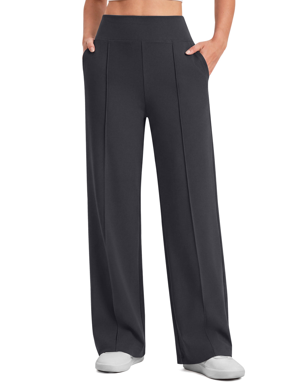 G4Free - G4Free EverGoing Wide Leg Yoga Pants High Waist Front Seam with Pockets -GF26J1005A001A-S-GF26J1005A001B-M-GF26J1005A001C-L-GF26J1005A001D-XL-GF26J1005A001E-XXL