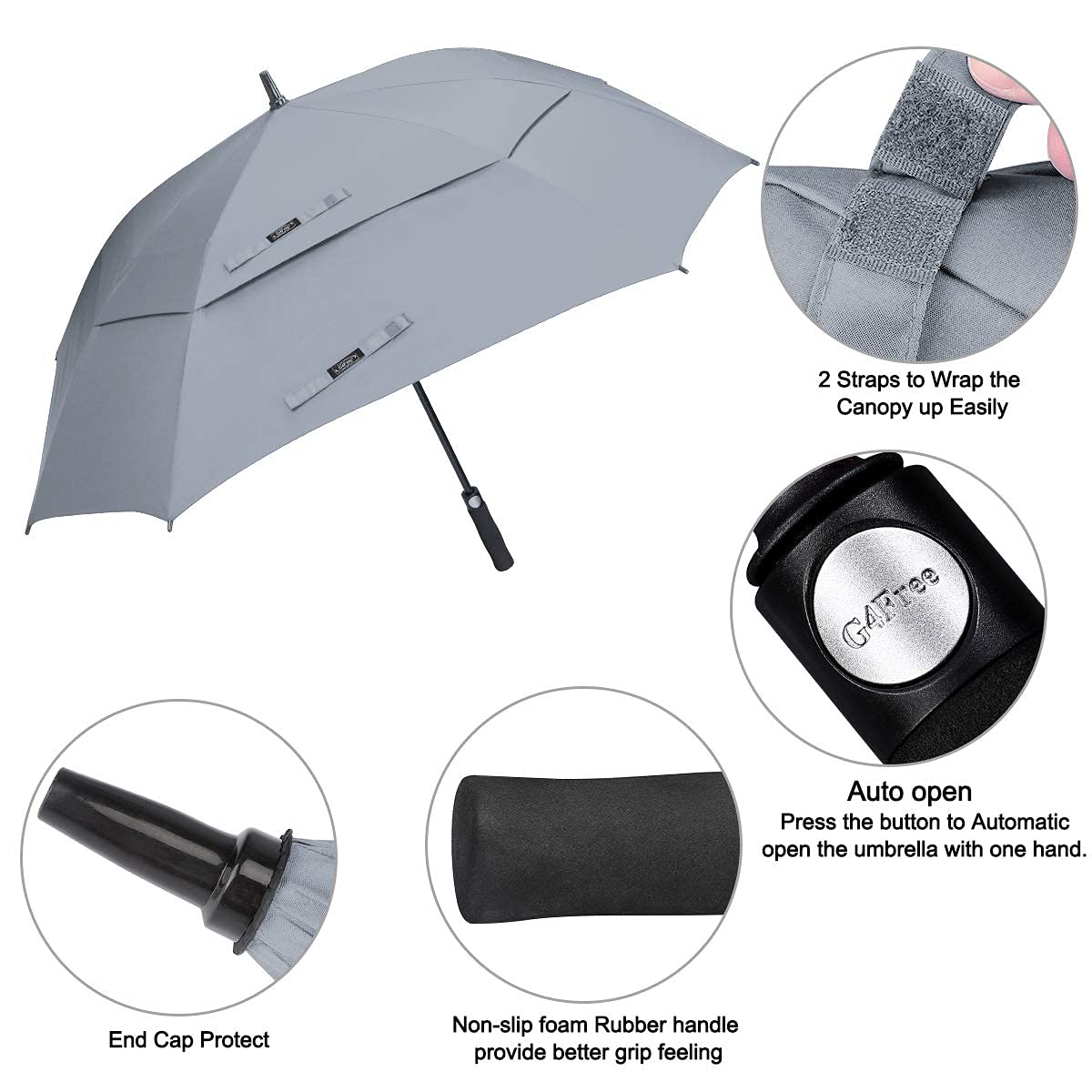 G4Free - G4Free Extra Large Golf Umbrella 62/68 inch Vented Square Umbrella -D02V717A-D02V717C-D02V717B-D02V717D-D02V717E
