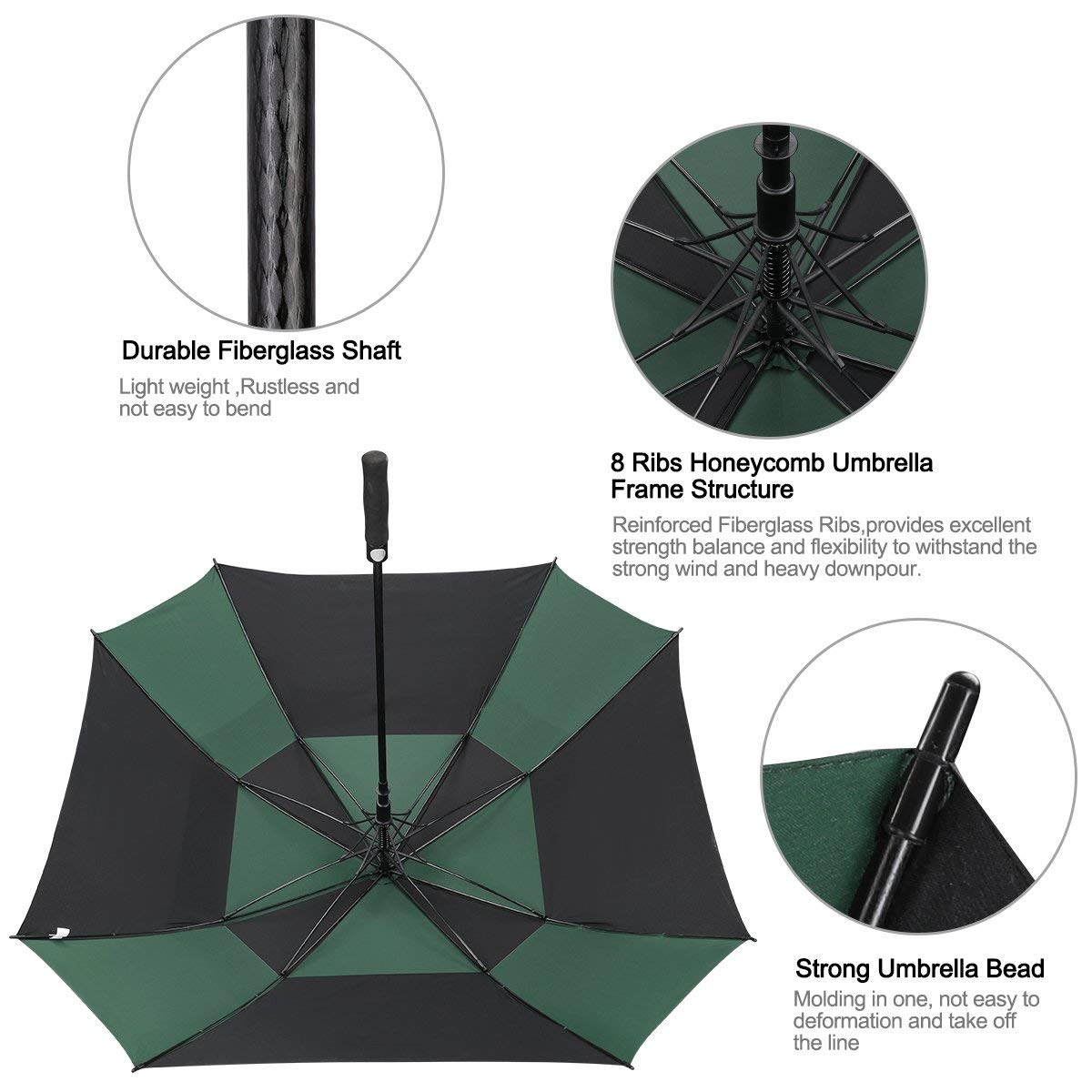 G4Free - G4Free Extra Large Golf Umbrella 62/68 inch Vented Square Umbrella -D02V717A-D02V717C-D02V717B-D02V717D-D02V717E