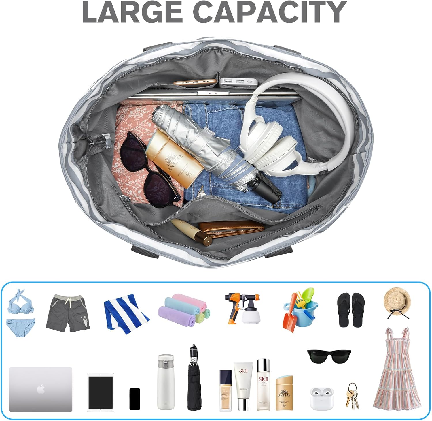 G4Free - G4Free Foldable Waterproof Sandproof Tote Beach Bag -TN23B270C-TN24B463A-TN24B349A-TN23B270B-TN24B463B