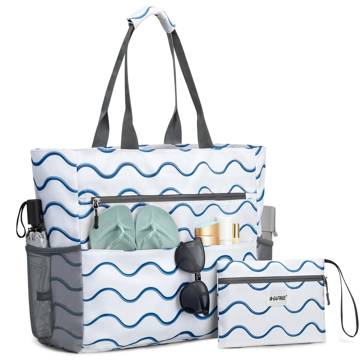 G4Free - G4Free Foldable Waterproof Sandproof Tote Beach Bag -TN23B270E