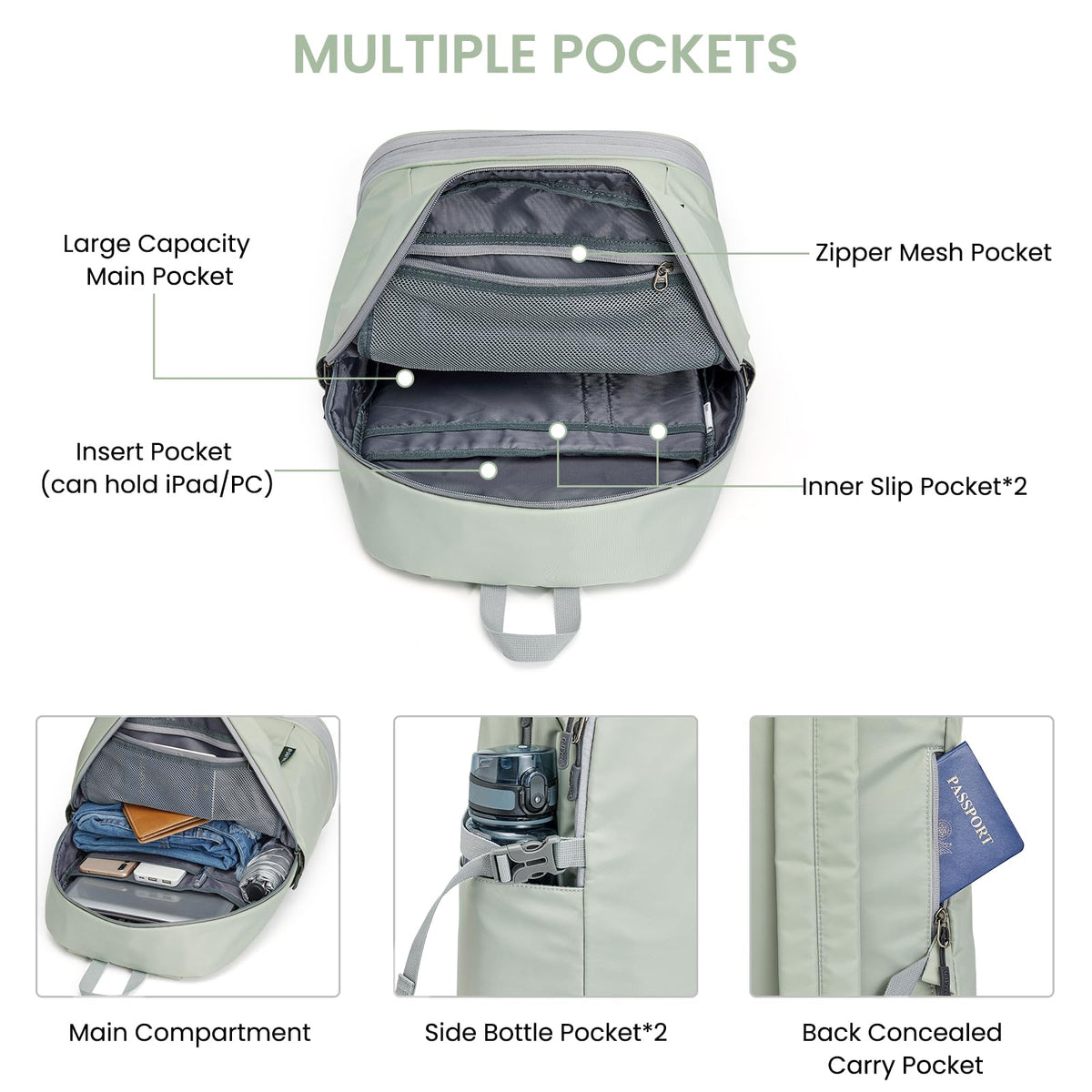 G4Free - G4Free Gym Backpack For Women with Shoes Compartment & Wet Pocket -TN23B238D-TN23B238A-TN23B238B-TN23B238C