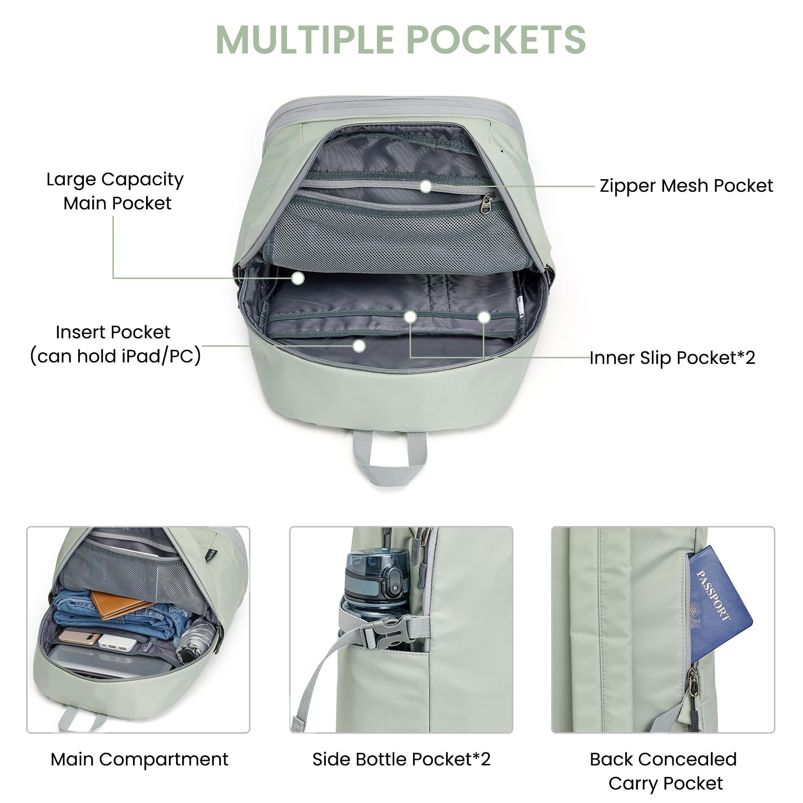 G4Free - G4Free Gym Backpack For Women with Shoes Compartment & Wet Pocket -TN23B238D-TN23B238A-TN23B238B-TN23B238C